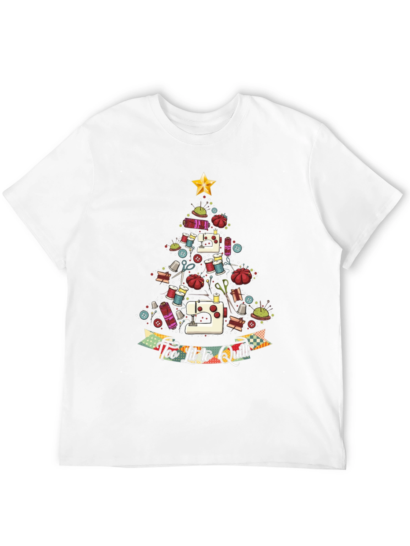 Sewing Christmas Tree T-Shirt - Too Lit to Quilt