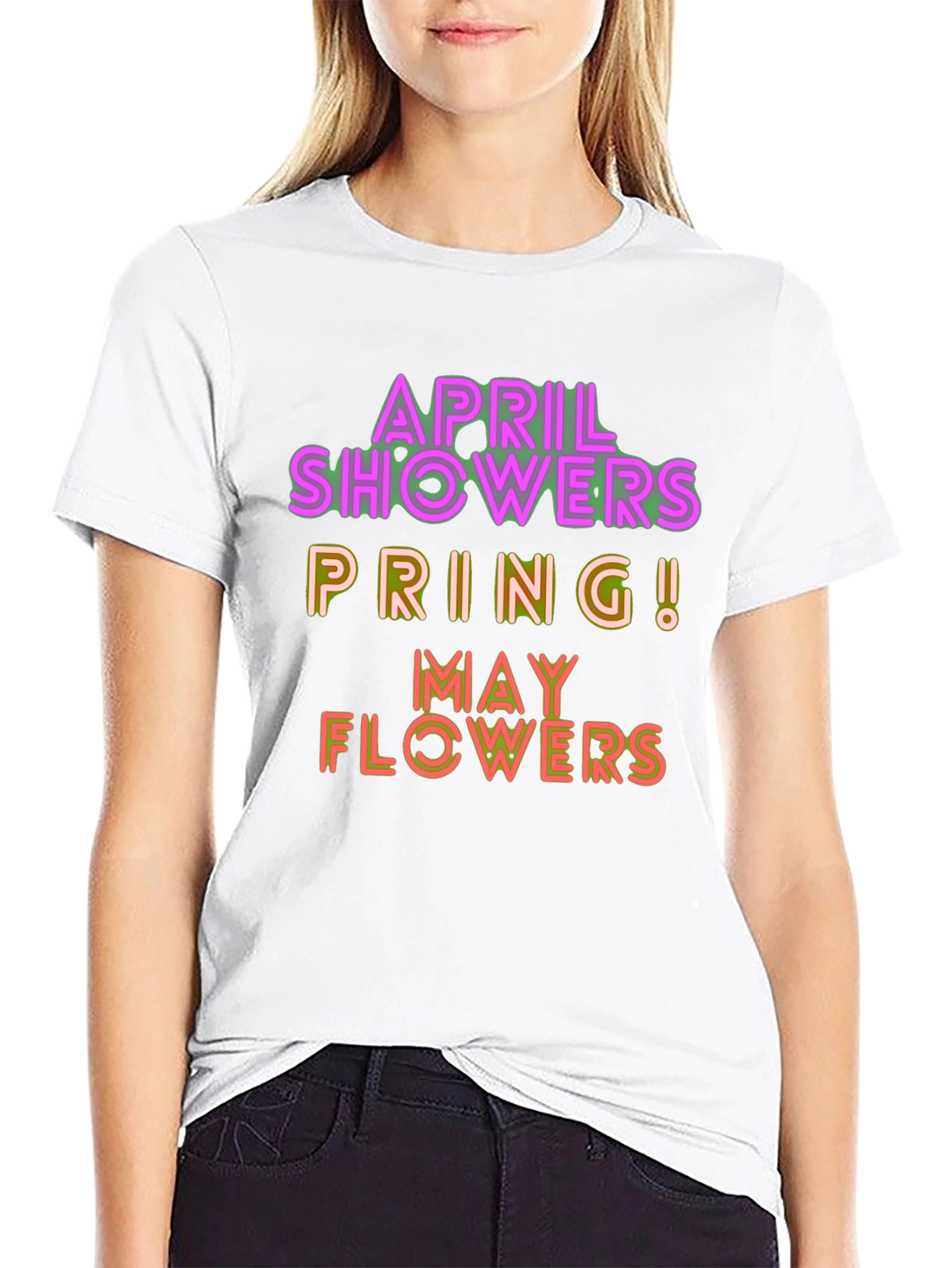 April Showers Spring May Flowers Graphic T-Shirt