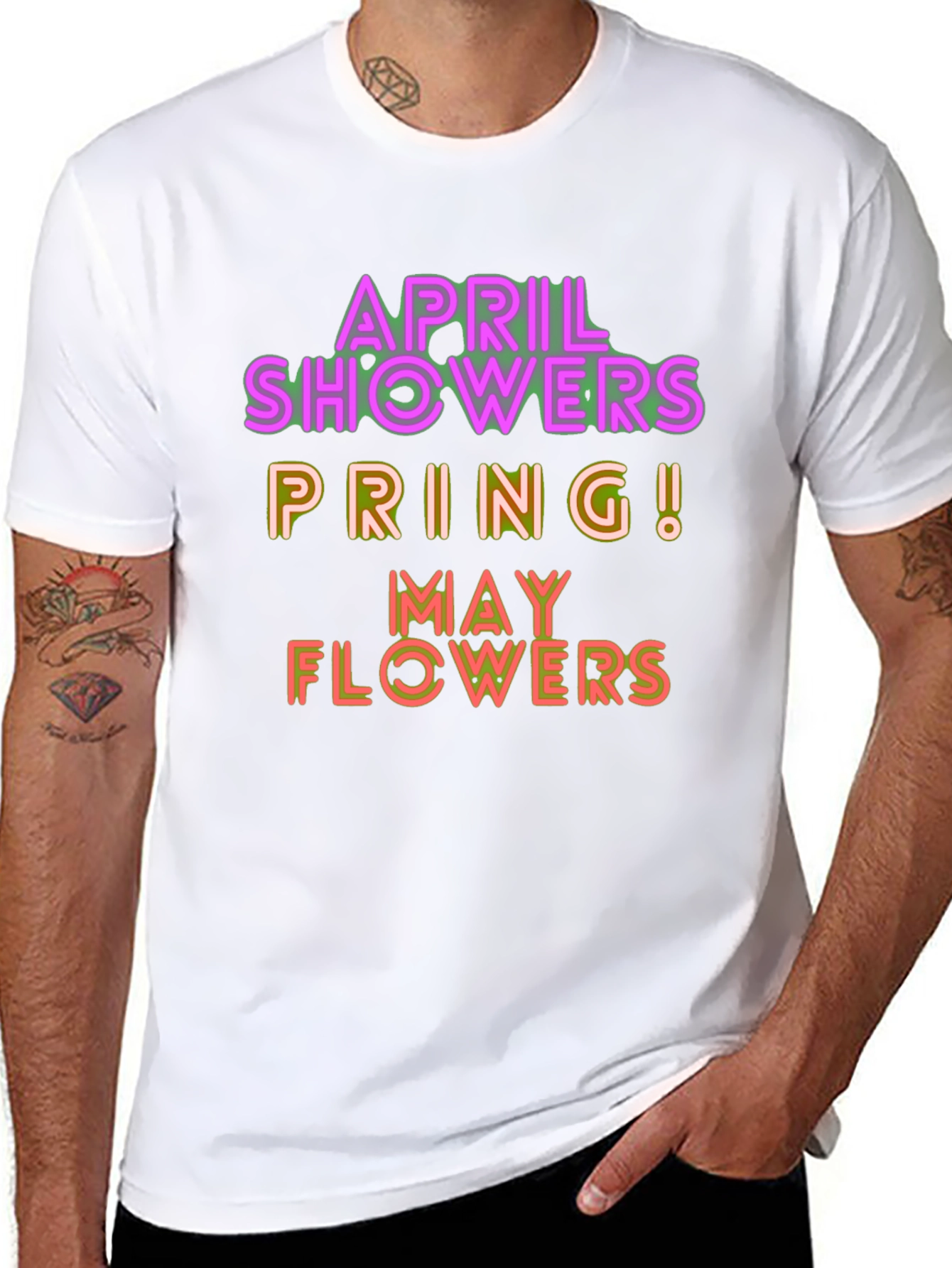 April Showers Spring May Flowers Graphic T-Shirt