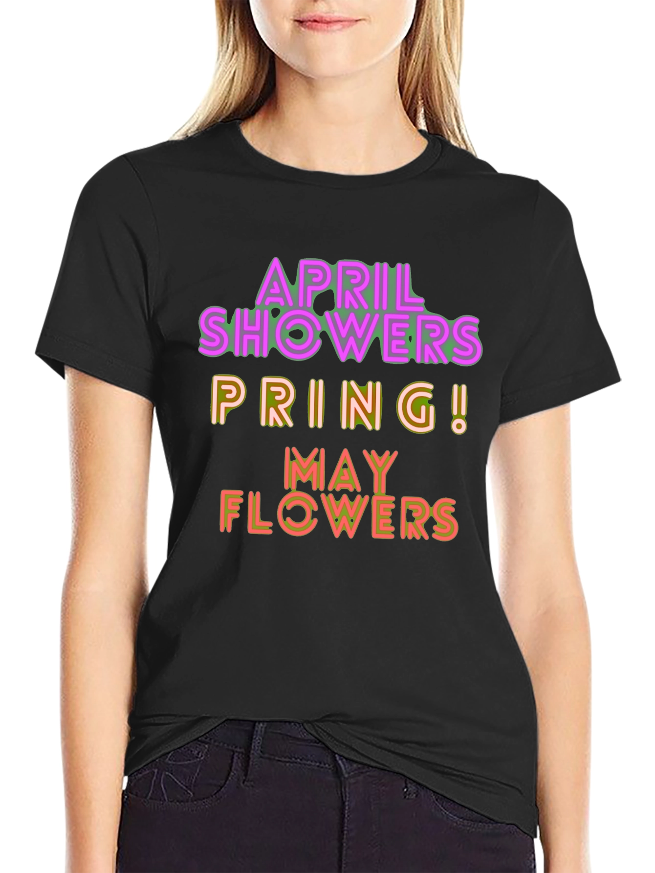 April Showers Spring May Flowers Graphic T-Shirt
