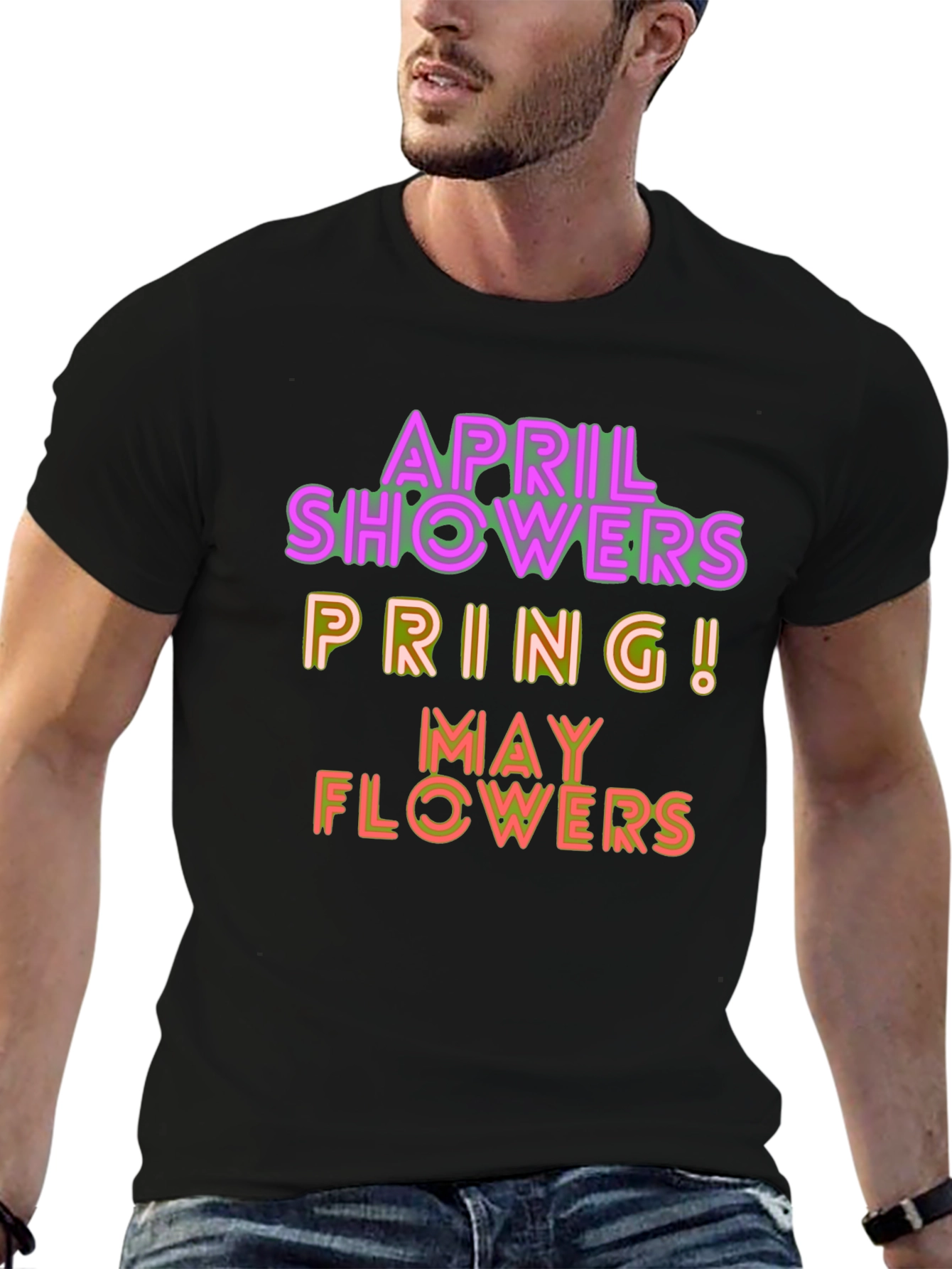 April Showers Spring May Flowers Graphic T-Shirt