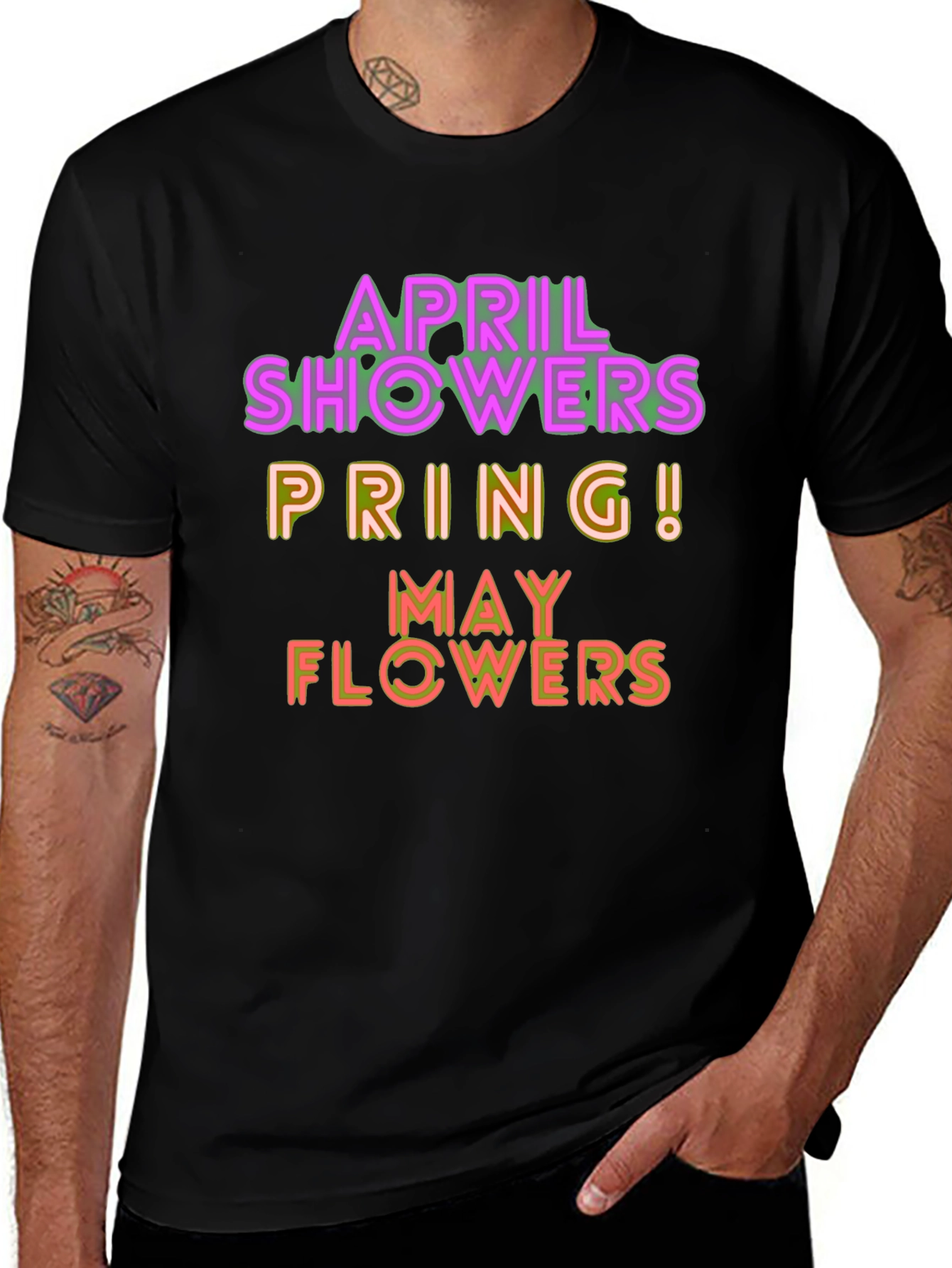 April Showers Spring May Flowers Graphic T-Shirt