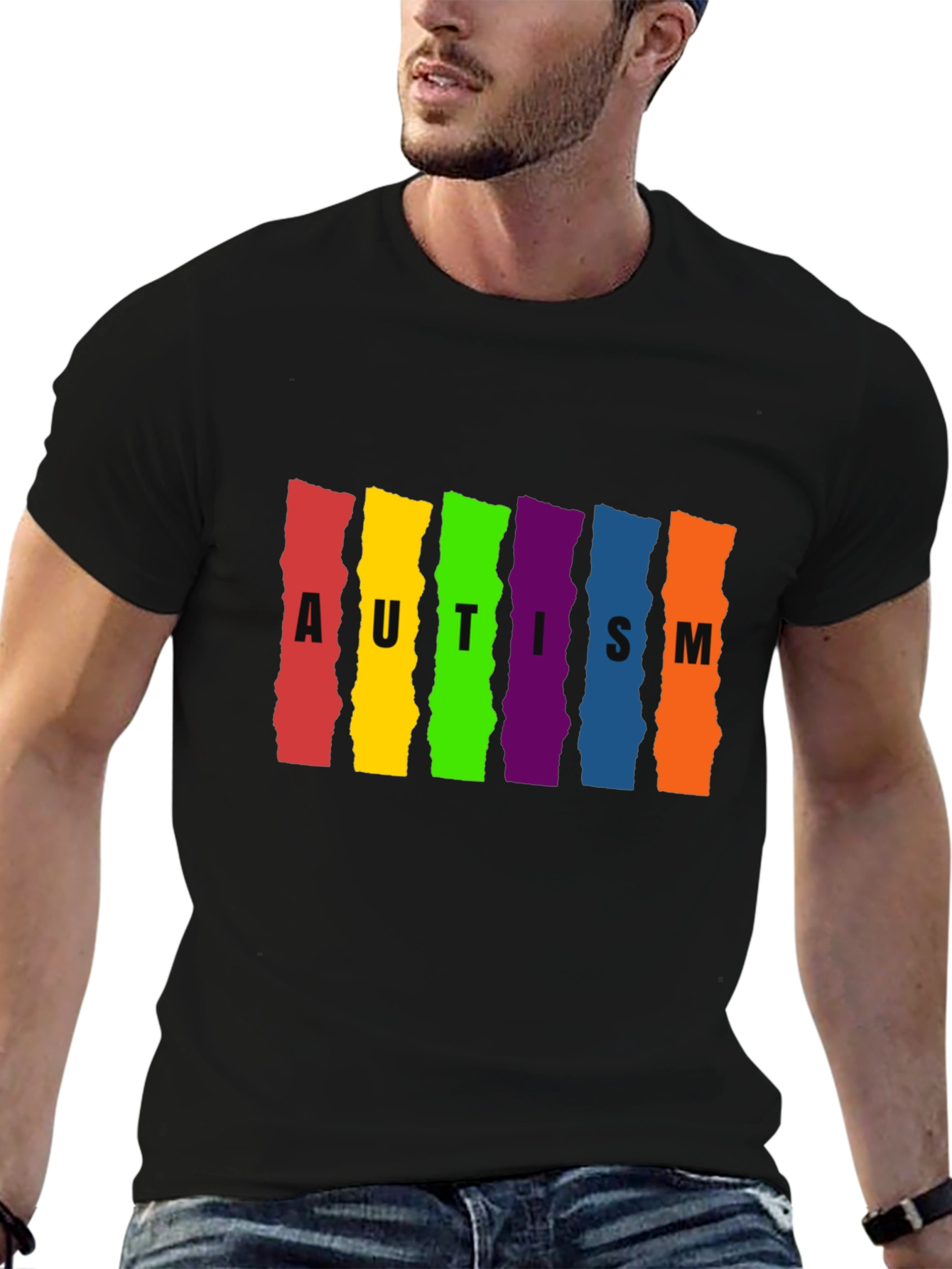 Autism Awareness Rainbow Striped T-Shirt