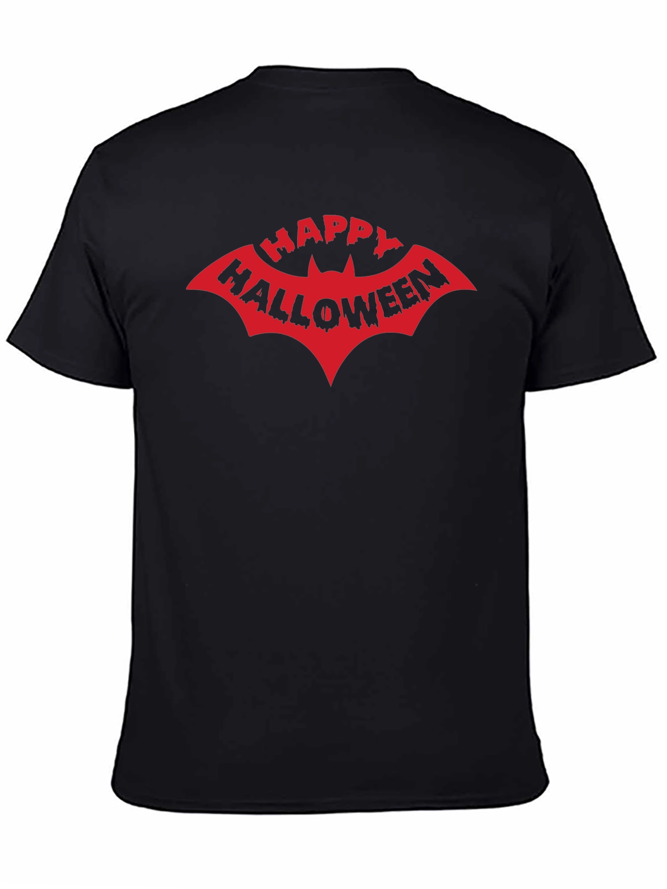 Happy Halloween Bat Graphic Tee - Black