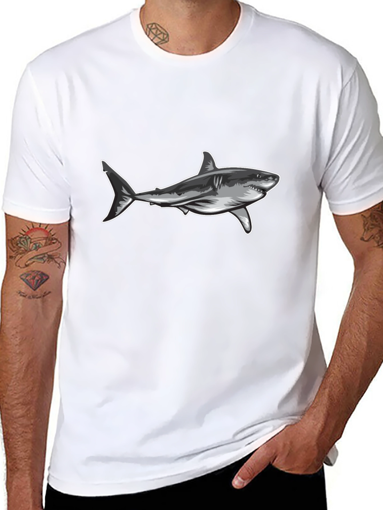 Shark Graphic Tee - Black Casual T-Shirt