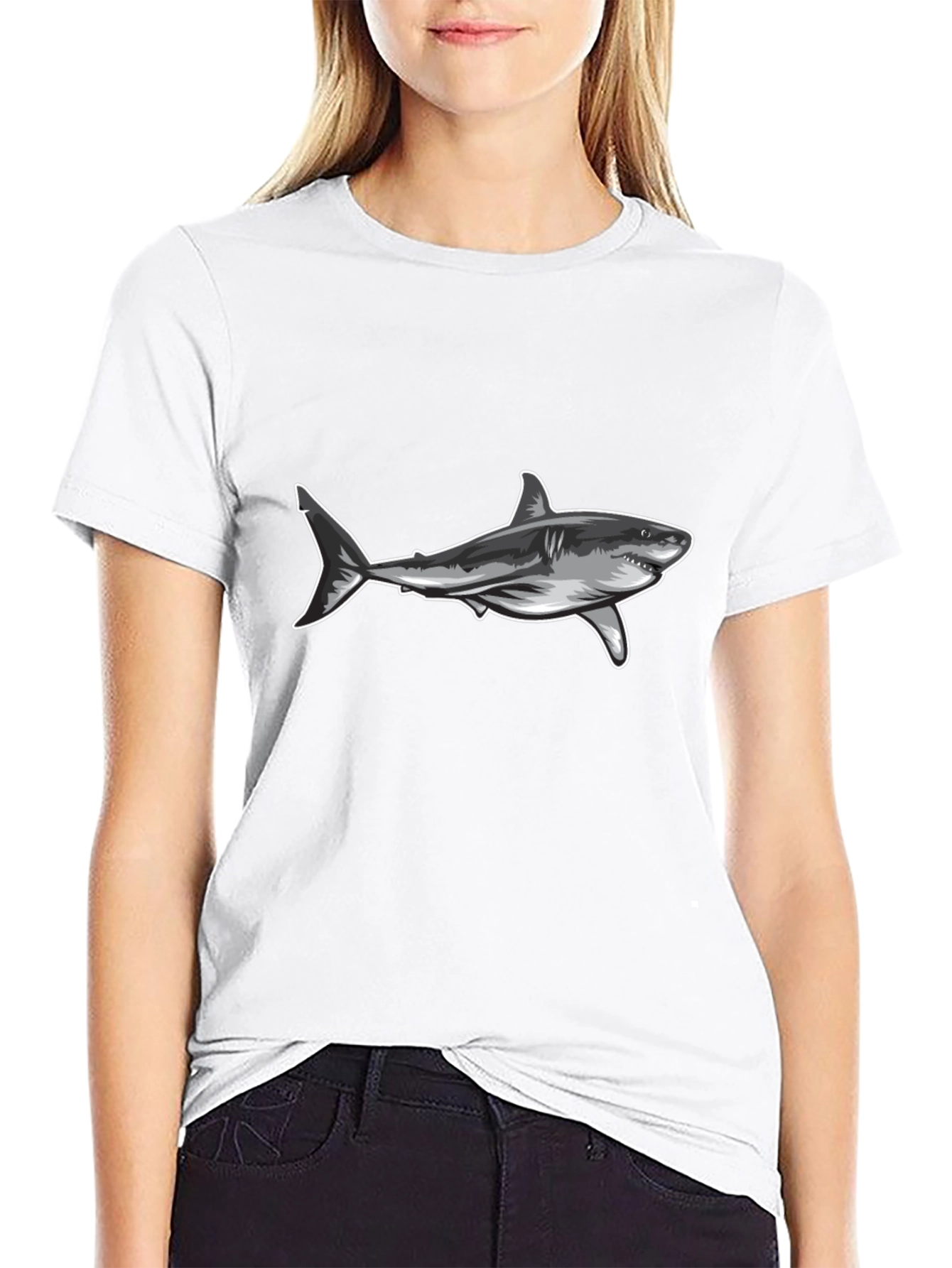 Shark Graphic Tee - Black Casual T-Shirt