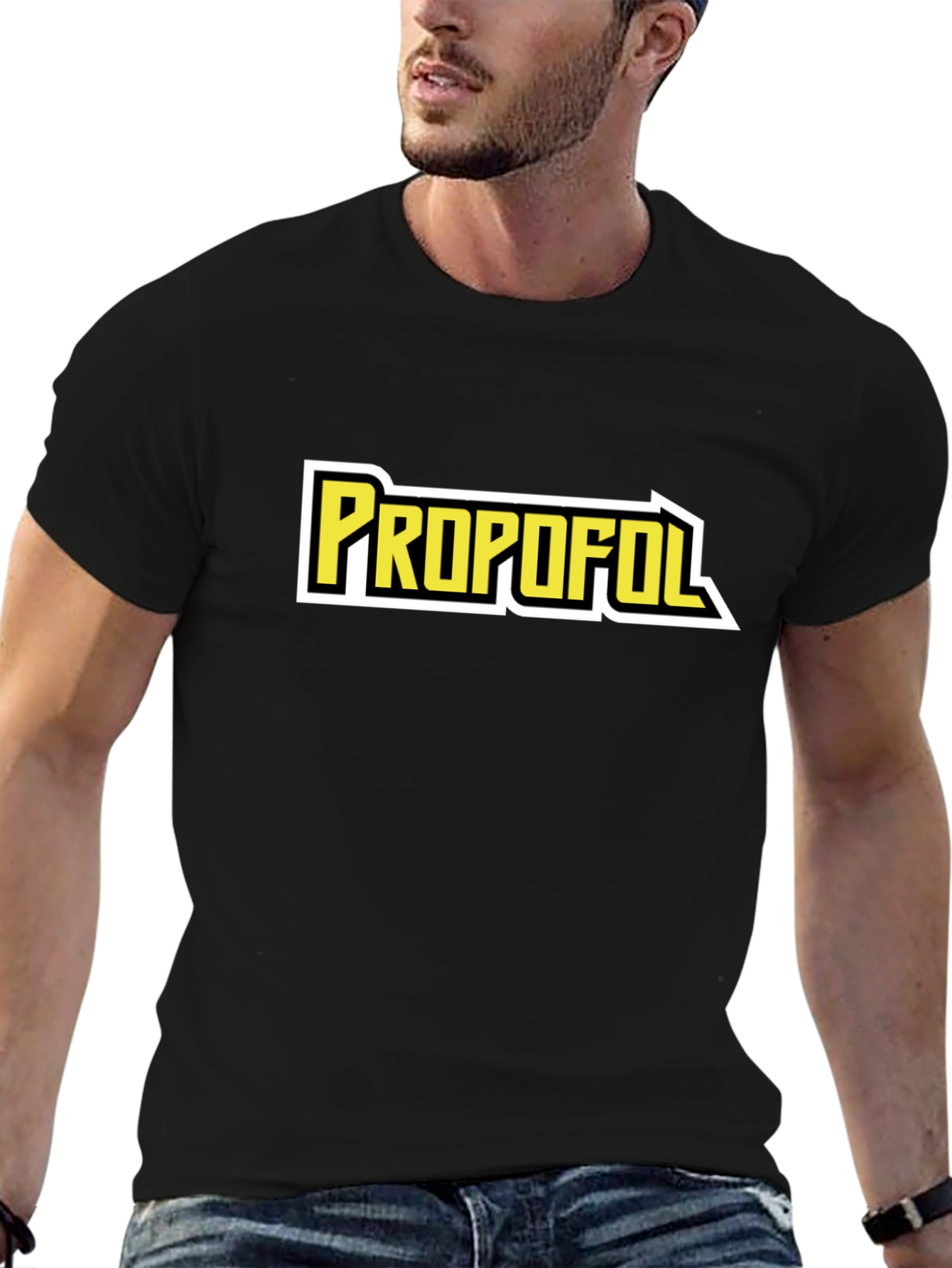 Propofol Graphic Tee - Black Cotton Blend T-Shirt