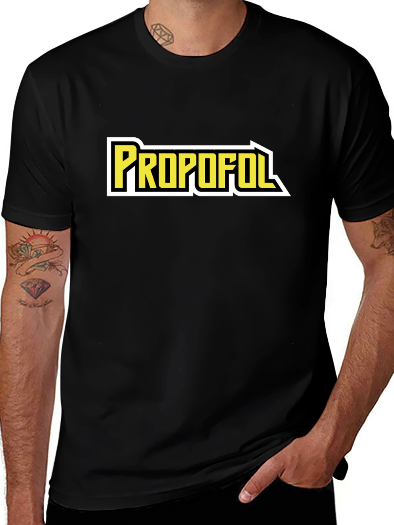 Propofol Graphic Tee - Black Cotton Blend T-Shirt