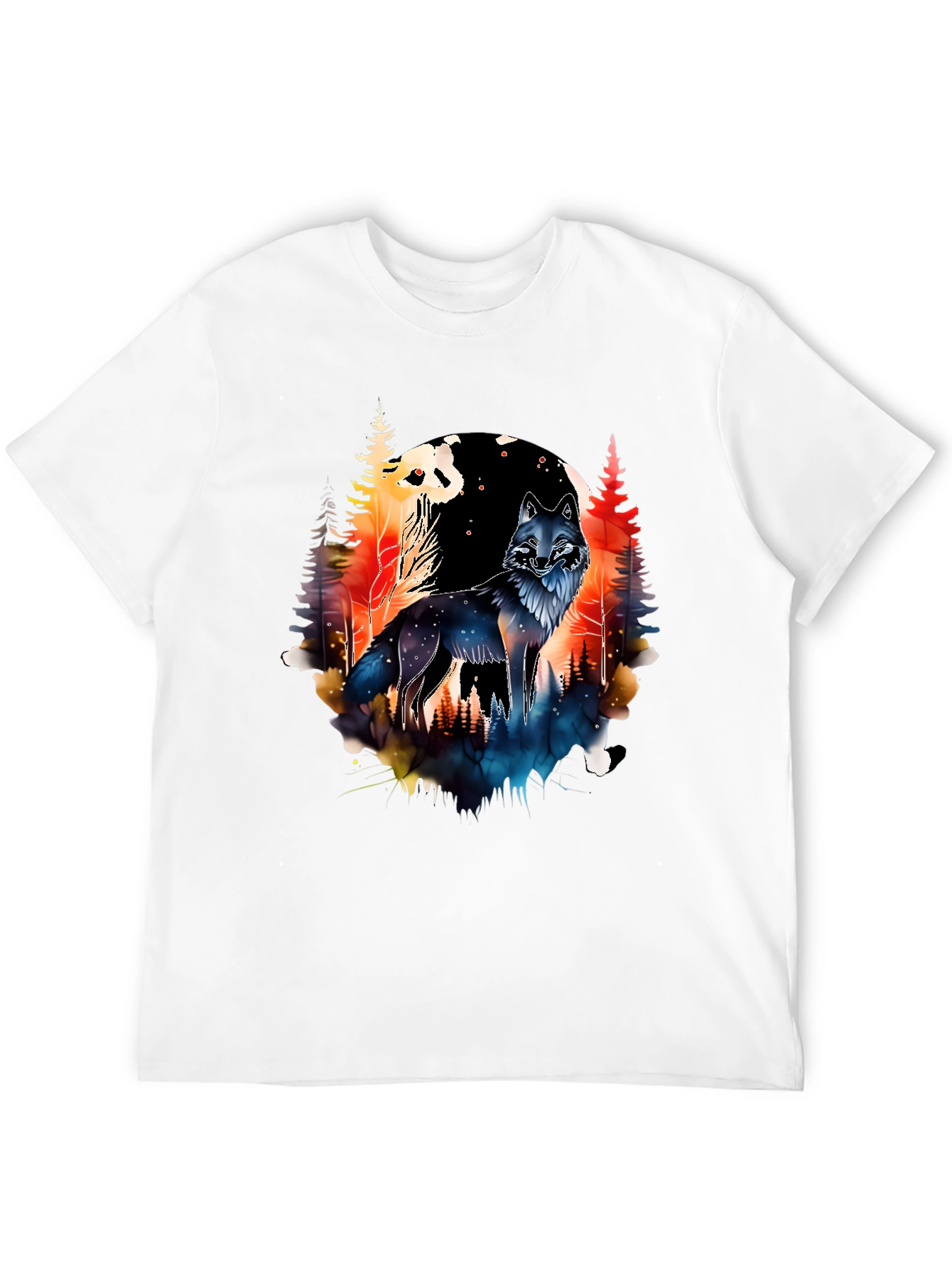 Wolf & Forest Graphic Tee - Black