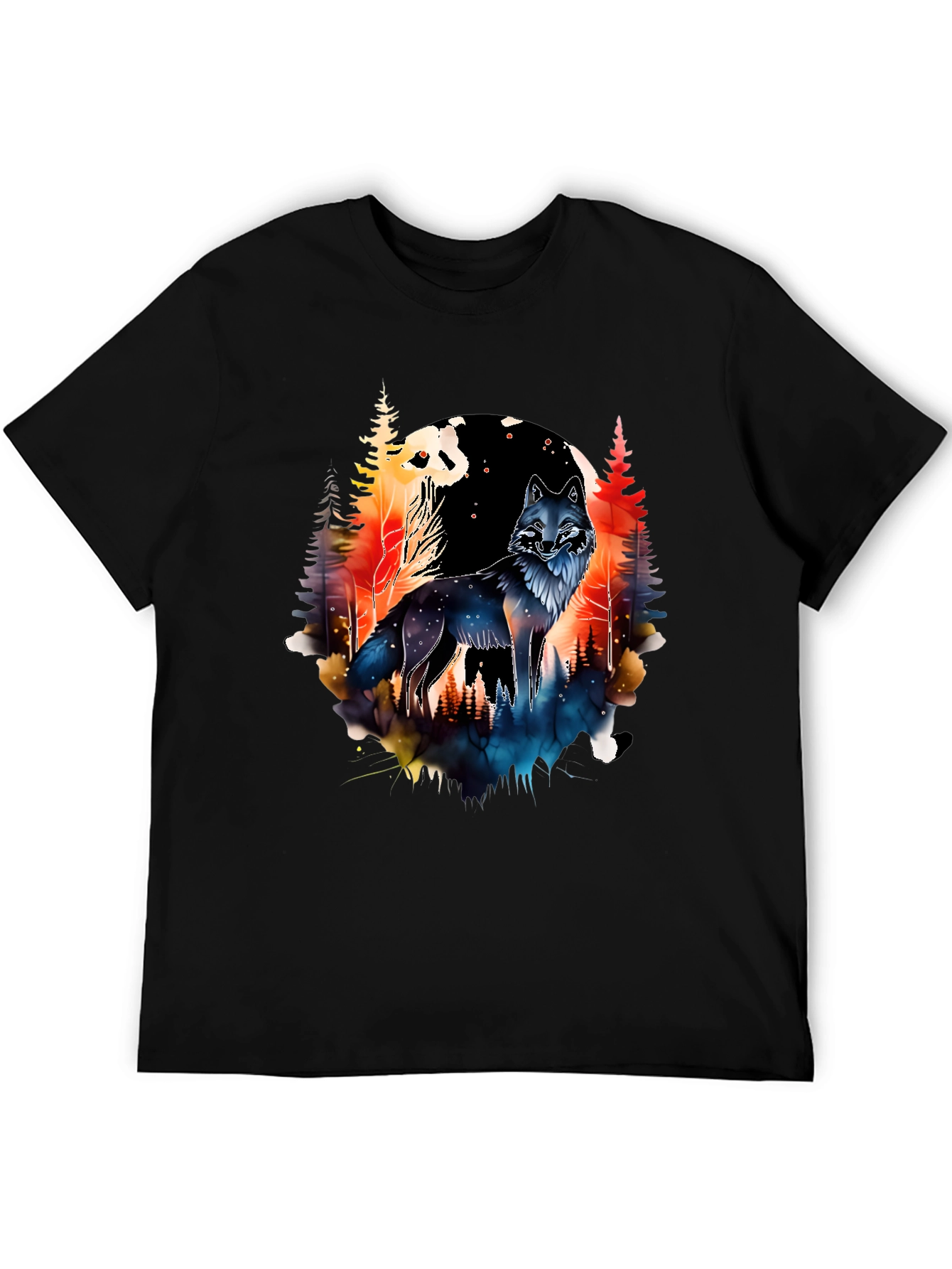 Wolf & Forest Graphic Tee - Black