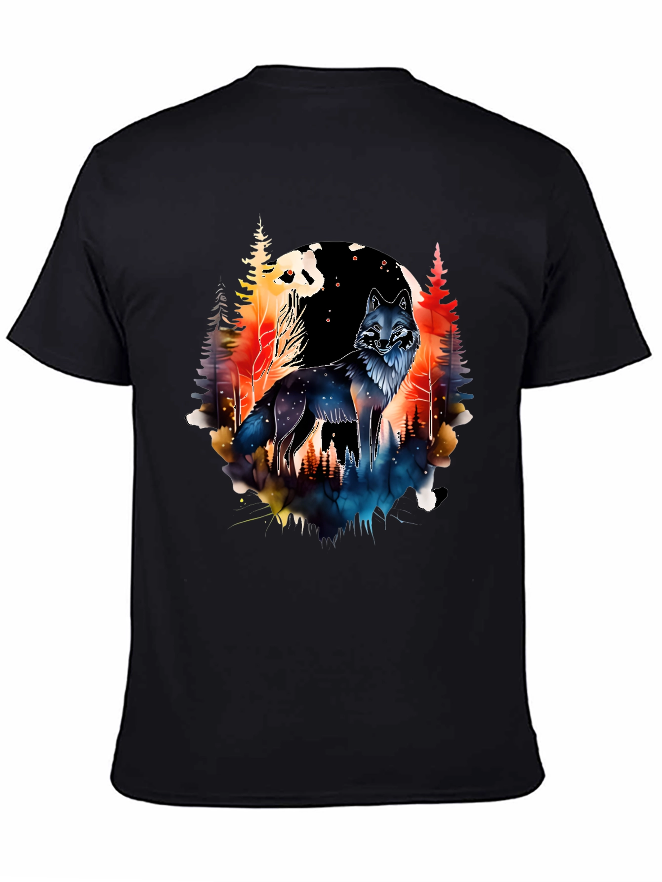 Wolf & Forest Graphic Tee - Black
