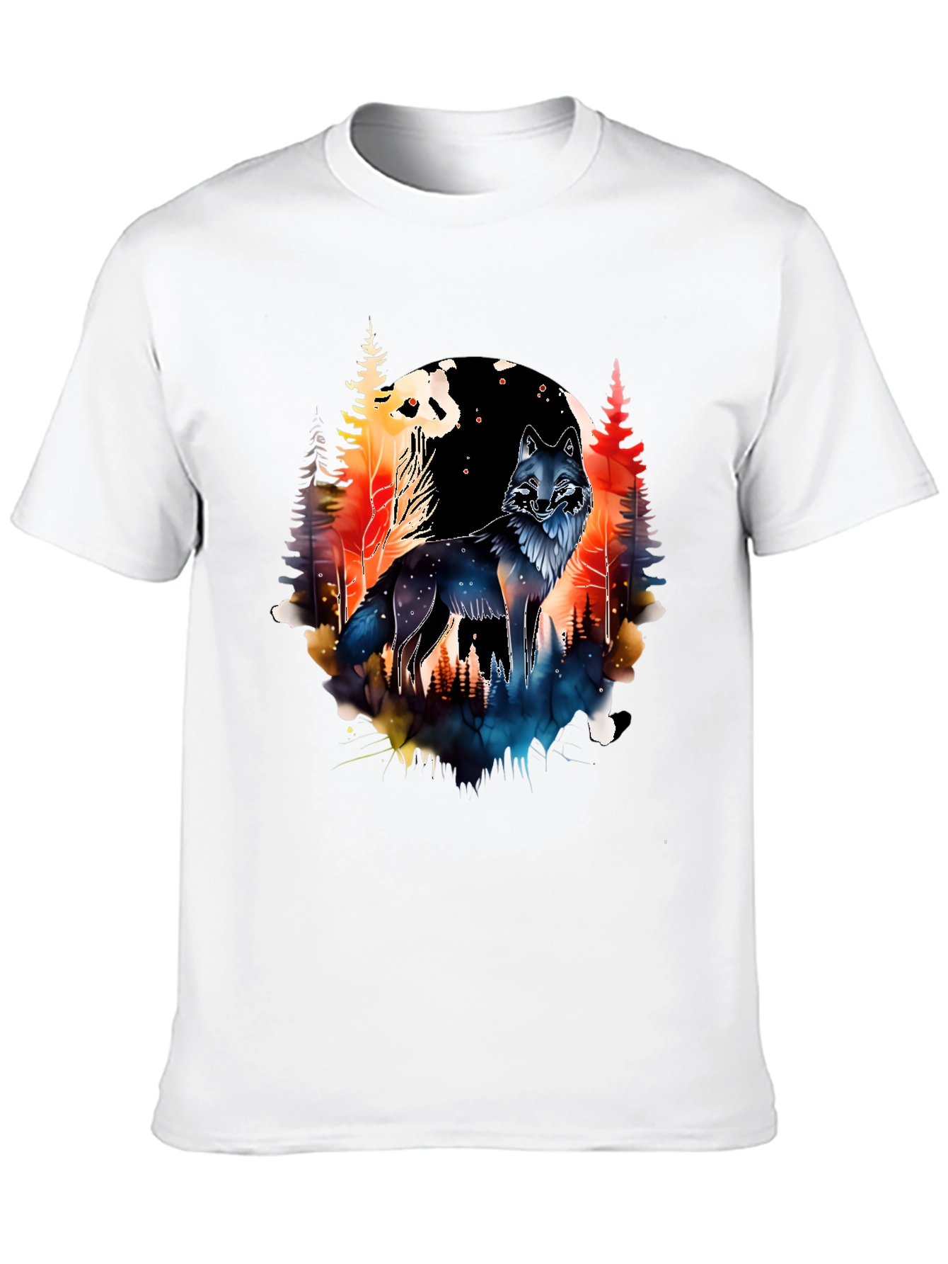 Wolf & Forest Graphic Tee - Black