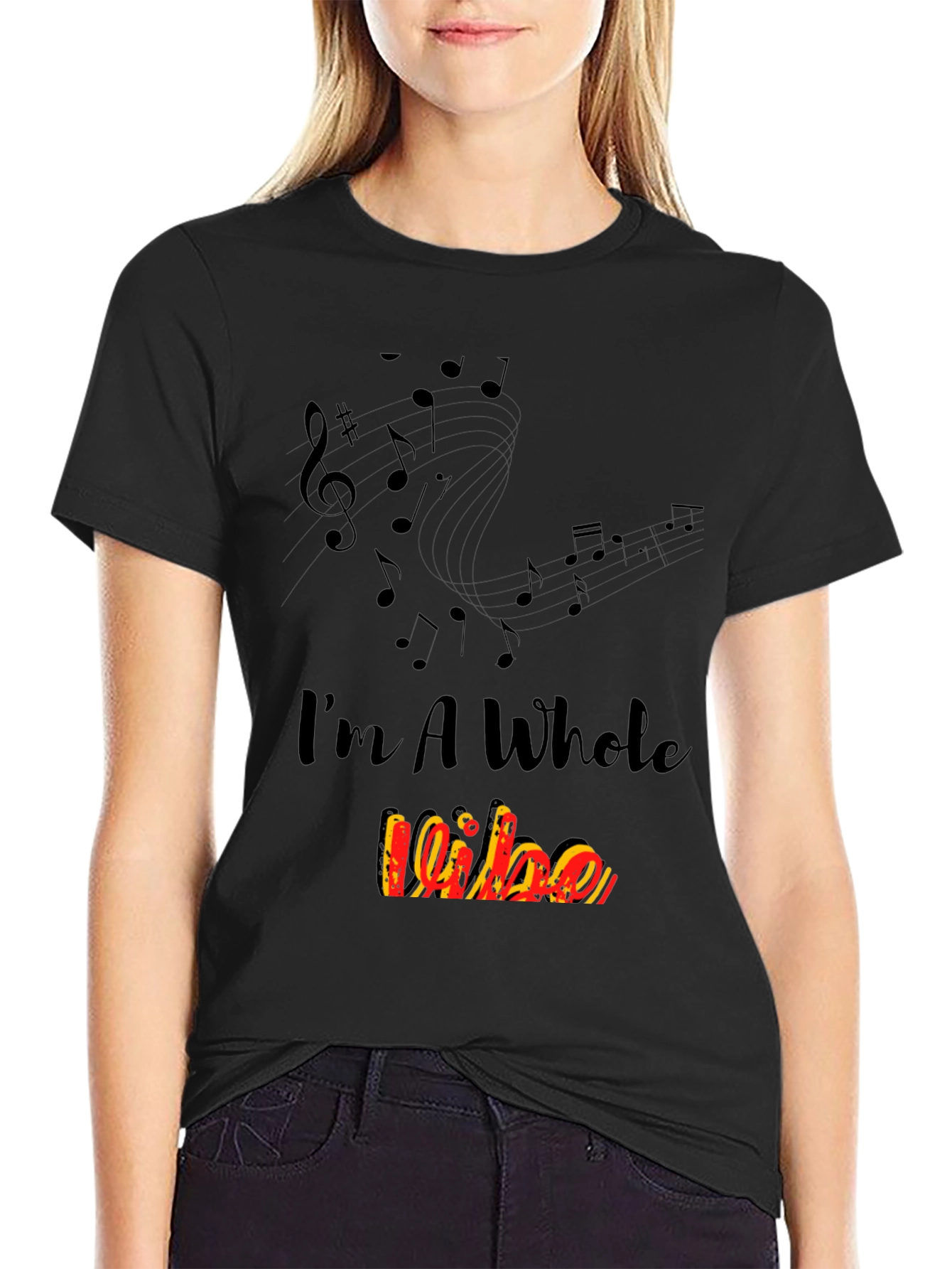 Im A Whole Vibe Music Notes Black T-Shirt