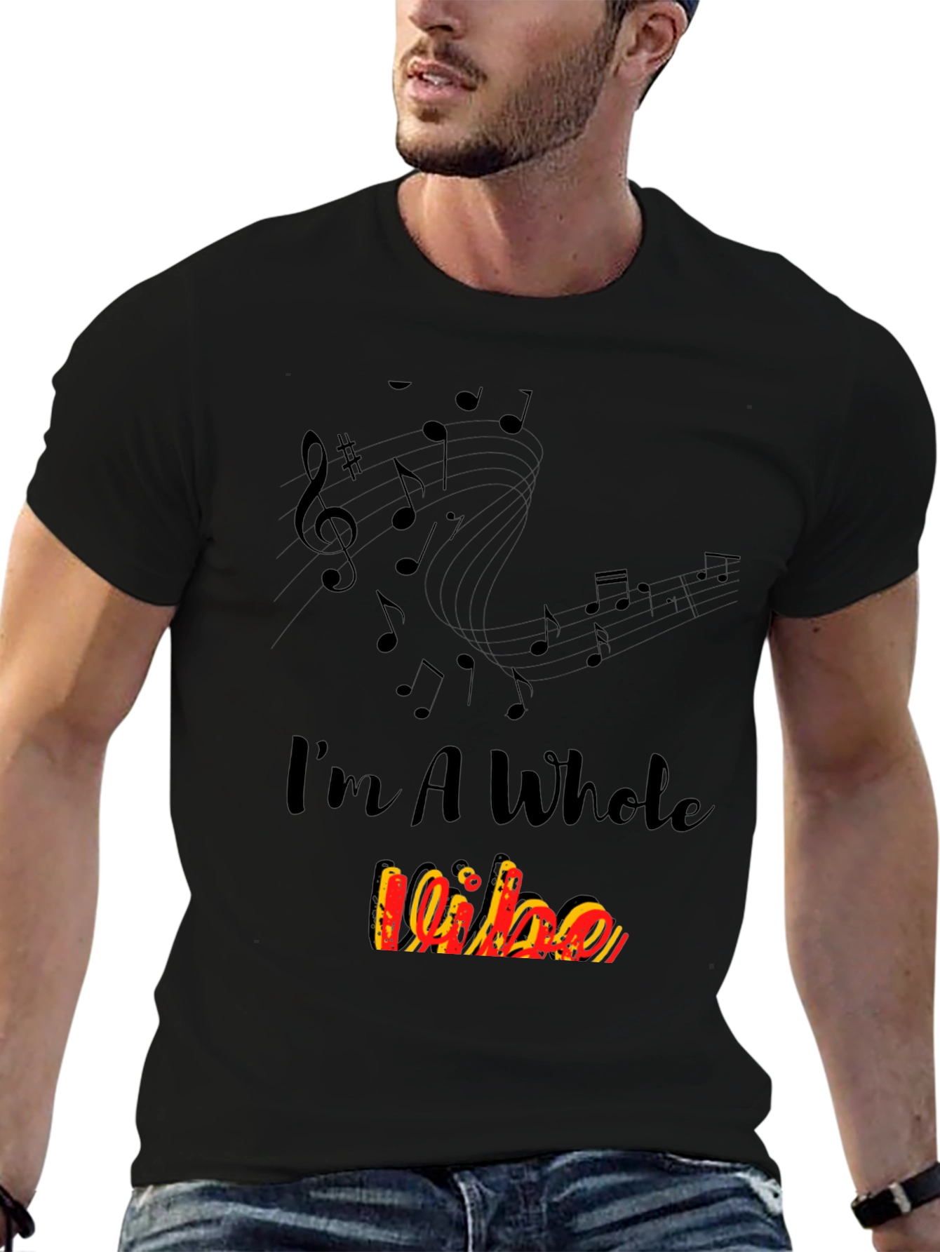 Im A Whole Vibe Music Notes Black T-Shirt