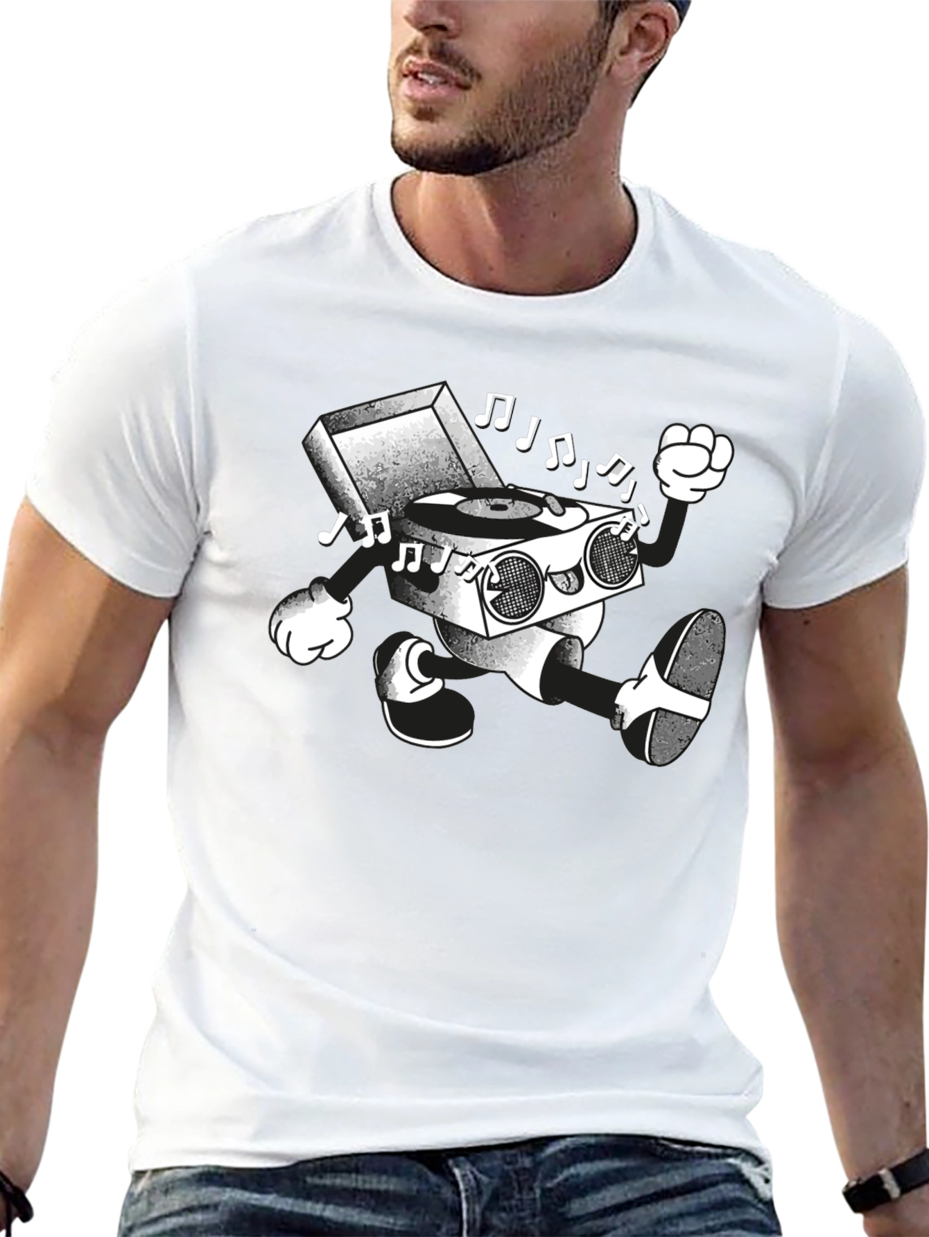 Retro Record Player Cartoon T-Shirt