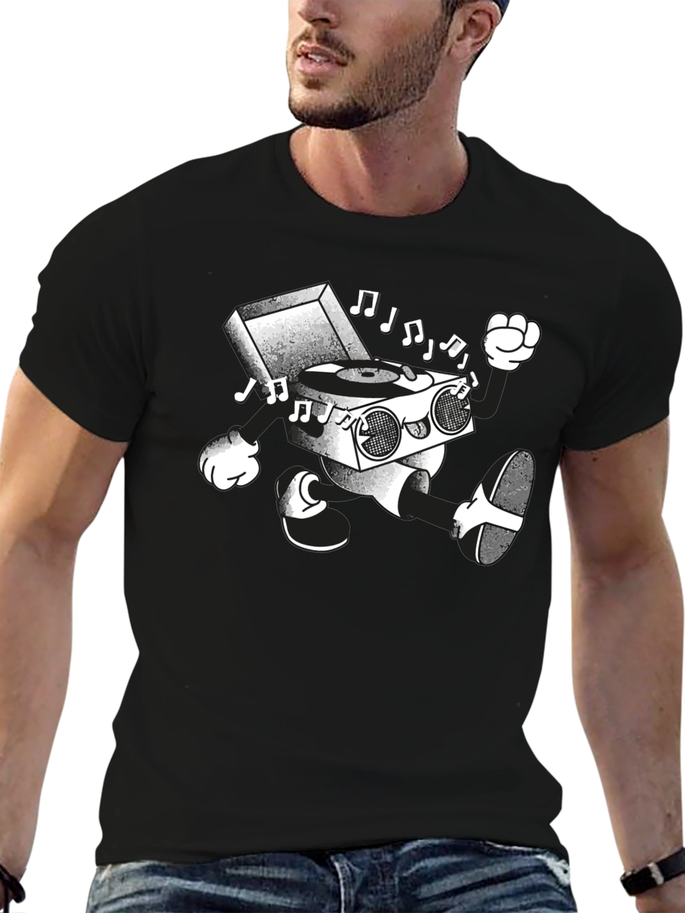 Retro Record Player Cartoon T-Shirt