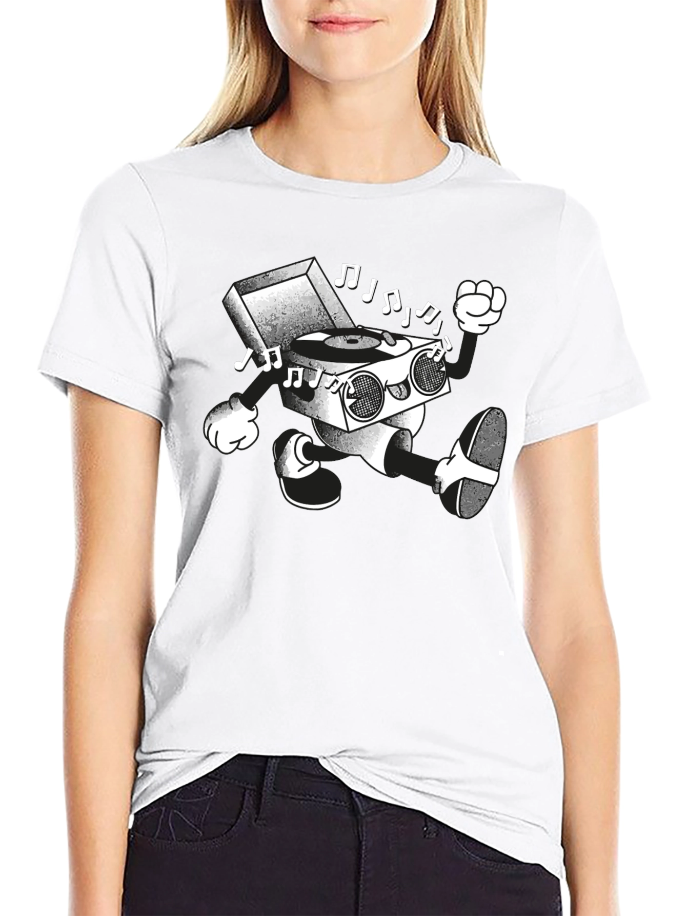 Retro Record Player Cartoon T-Shirt