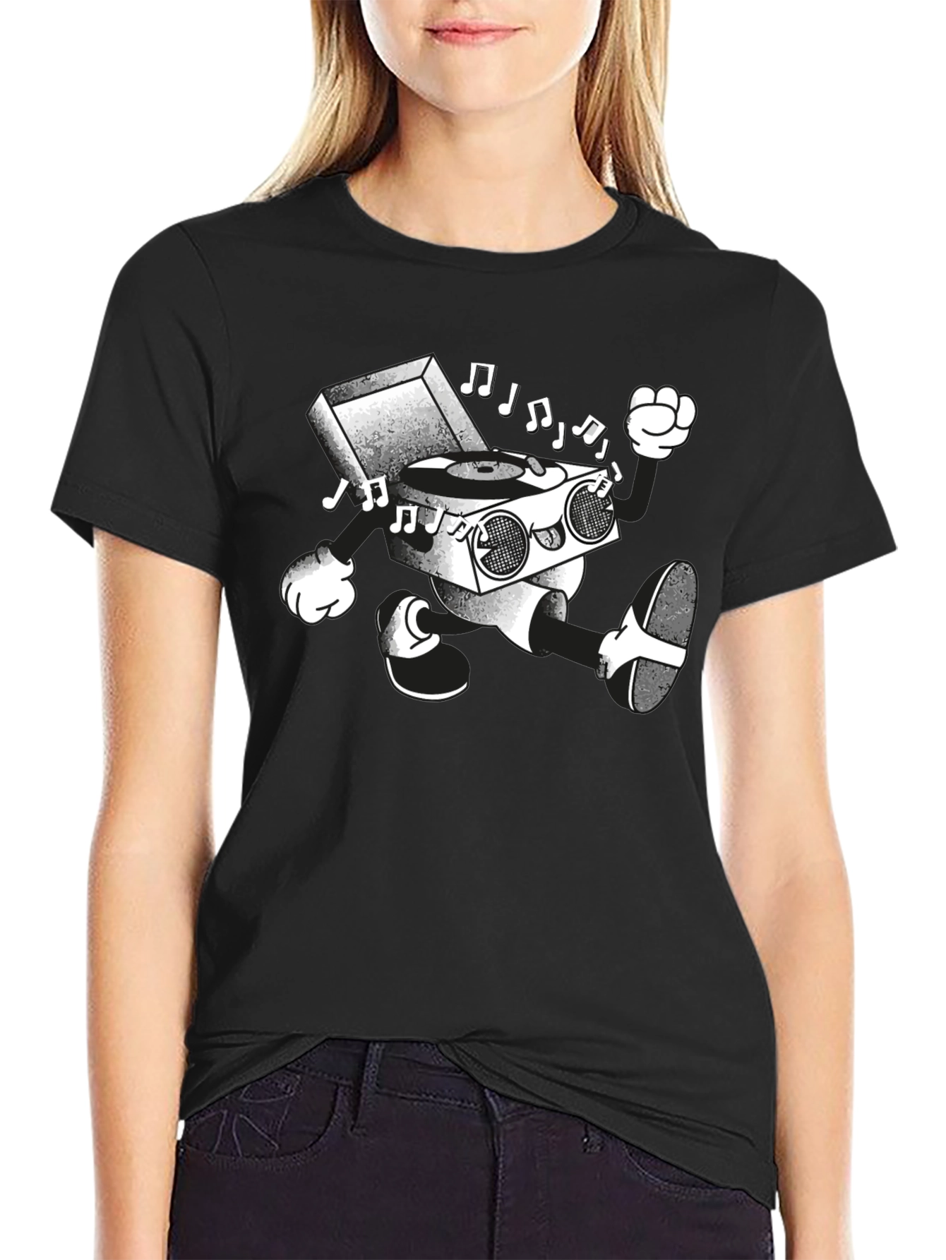 Retro Record Player Cartoon T-Shirt