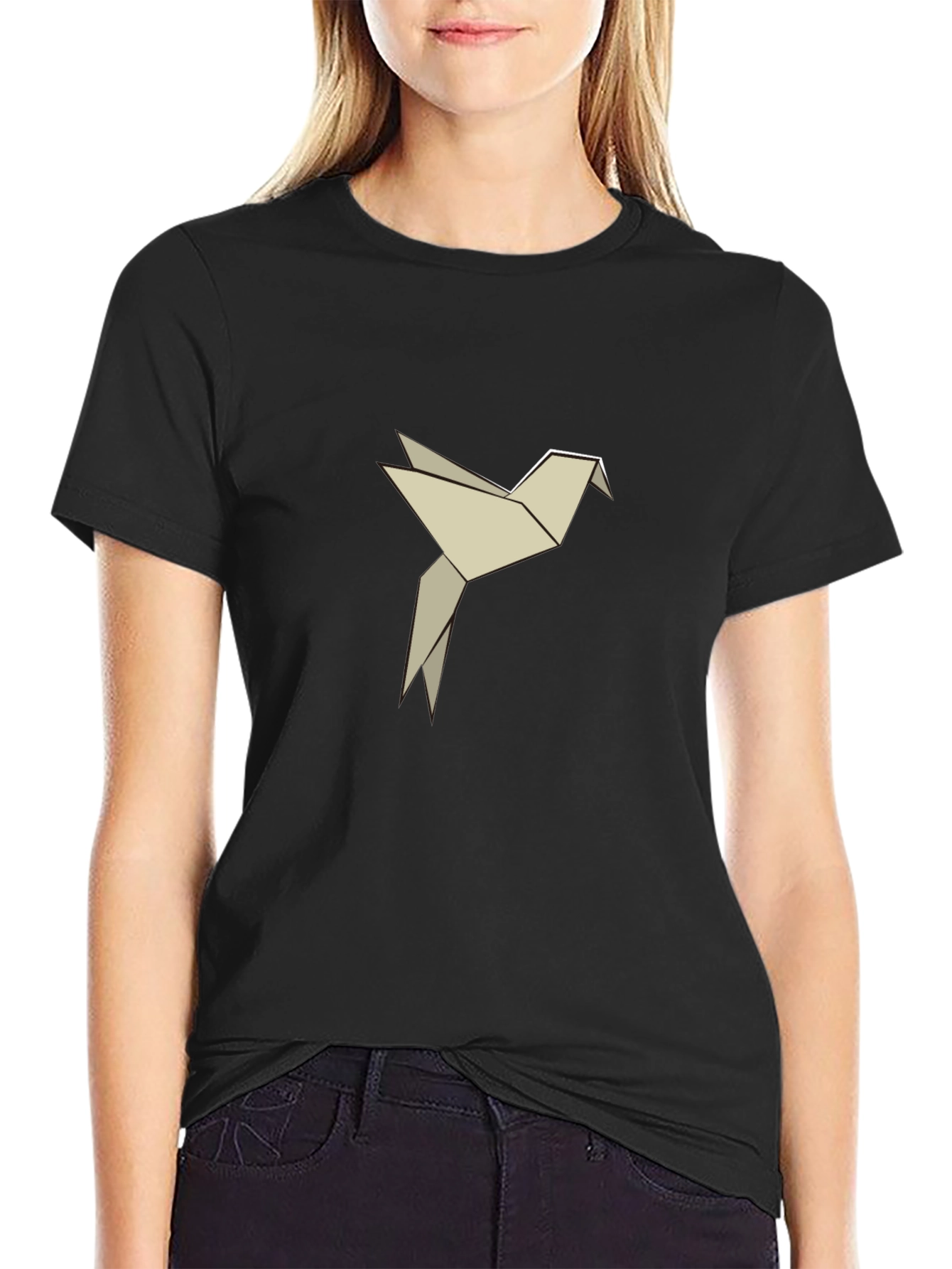 Origami Bird Graphic Tee - Black