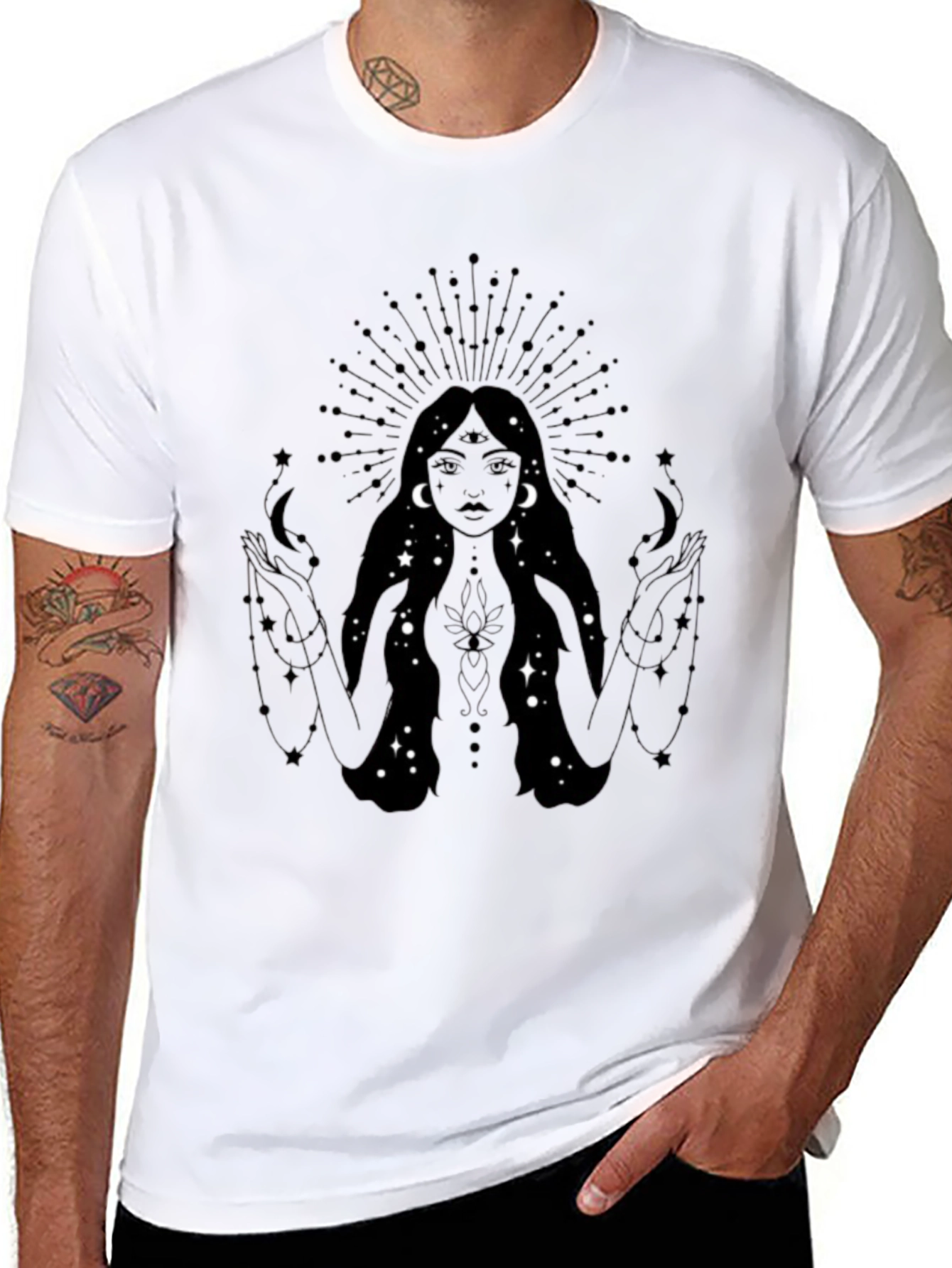 Mystic Goddess Graphic T-Shirt - Black