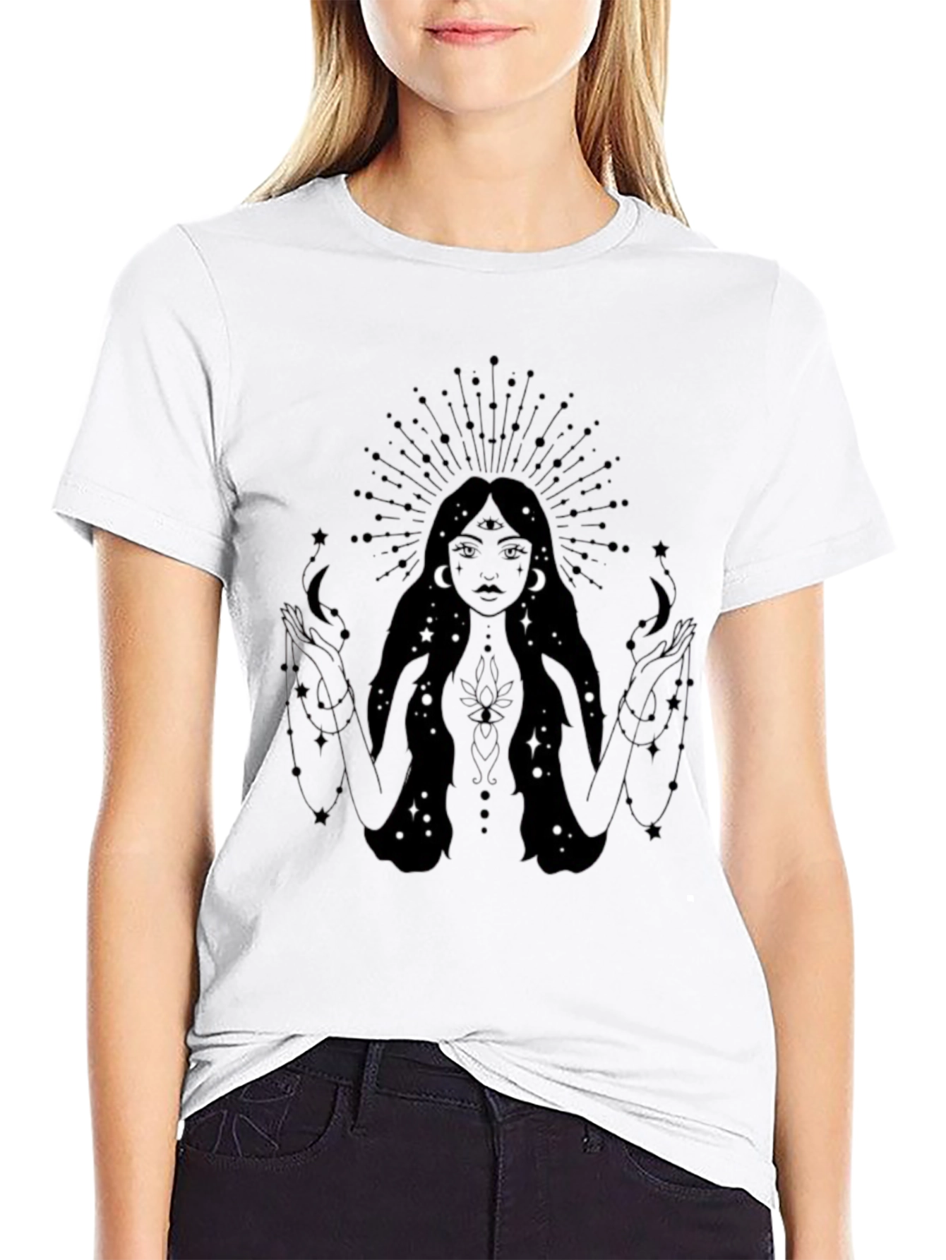 Mystic Goddess Graphic T-Shirt - Black