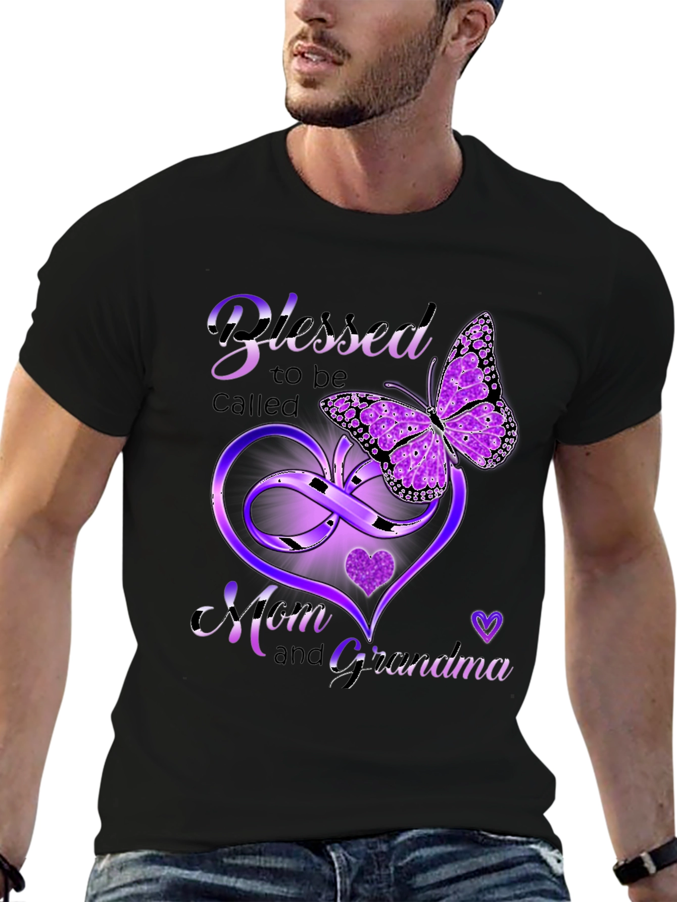 Blessed Mom & Grandma Butterfly Heart T-Shirt