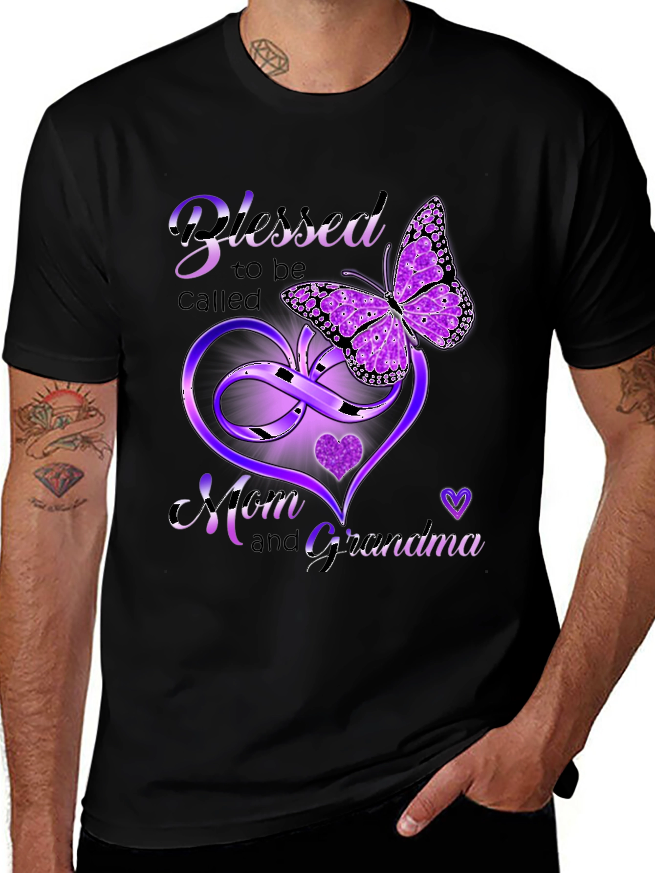 Blessed Mom & Grandma Butterfly Heart T-Shirt