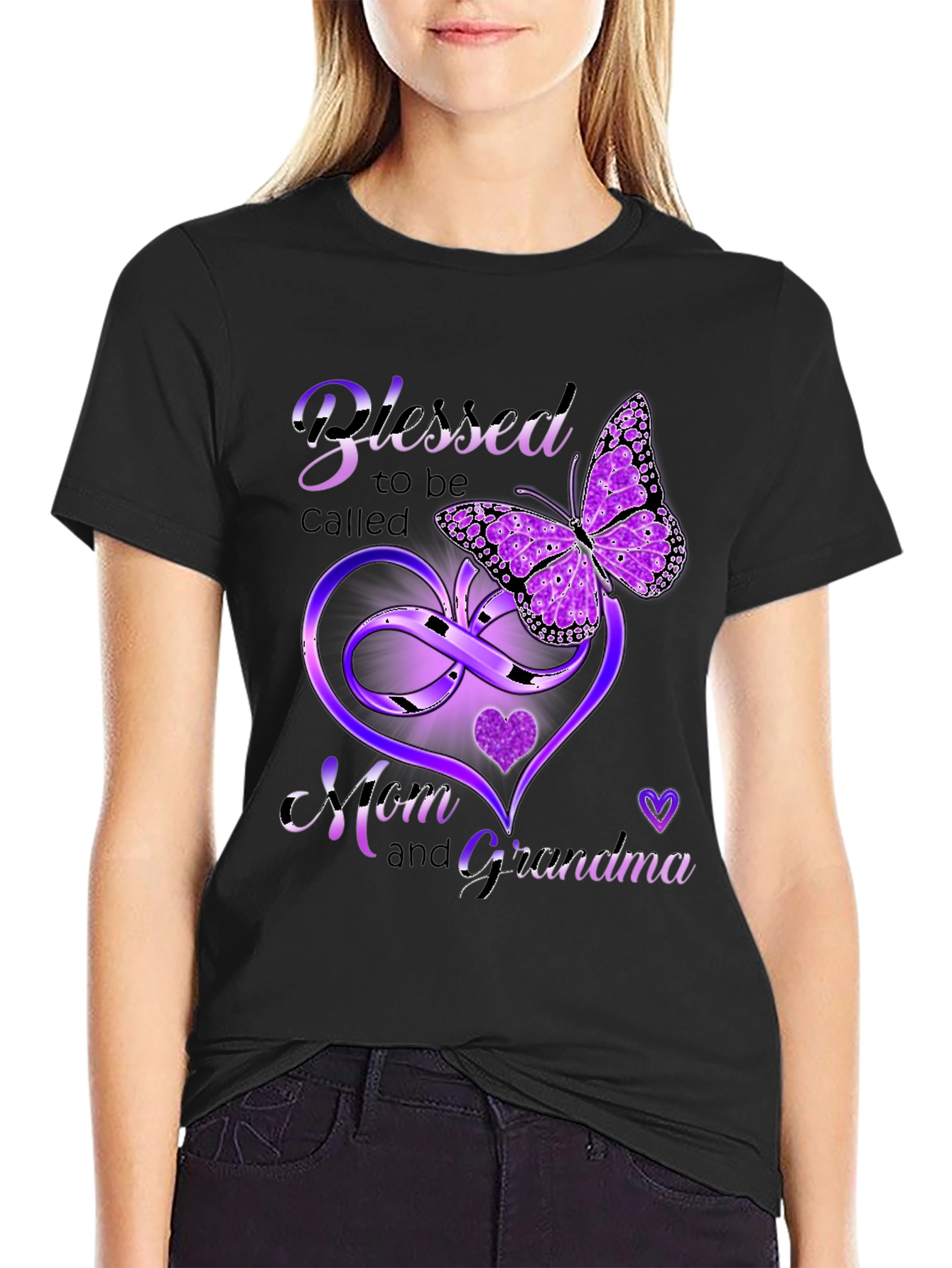 Blessed Mom & Grandma Butterfly Heart T-Shirt
