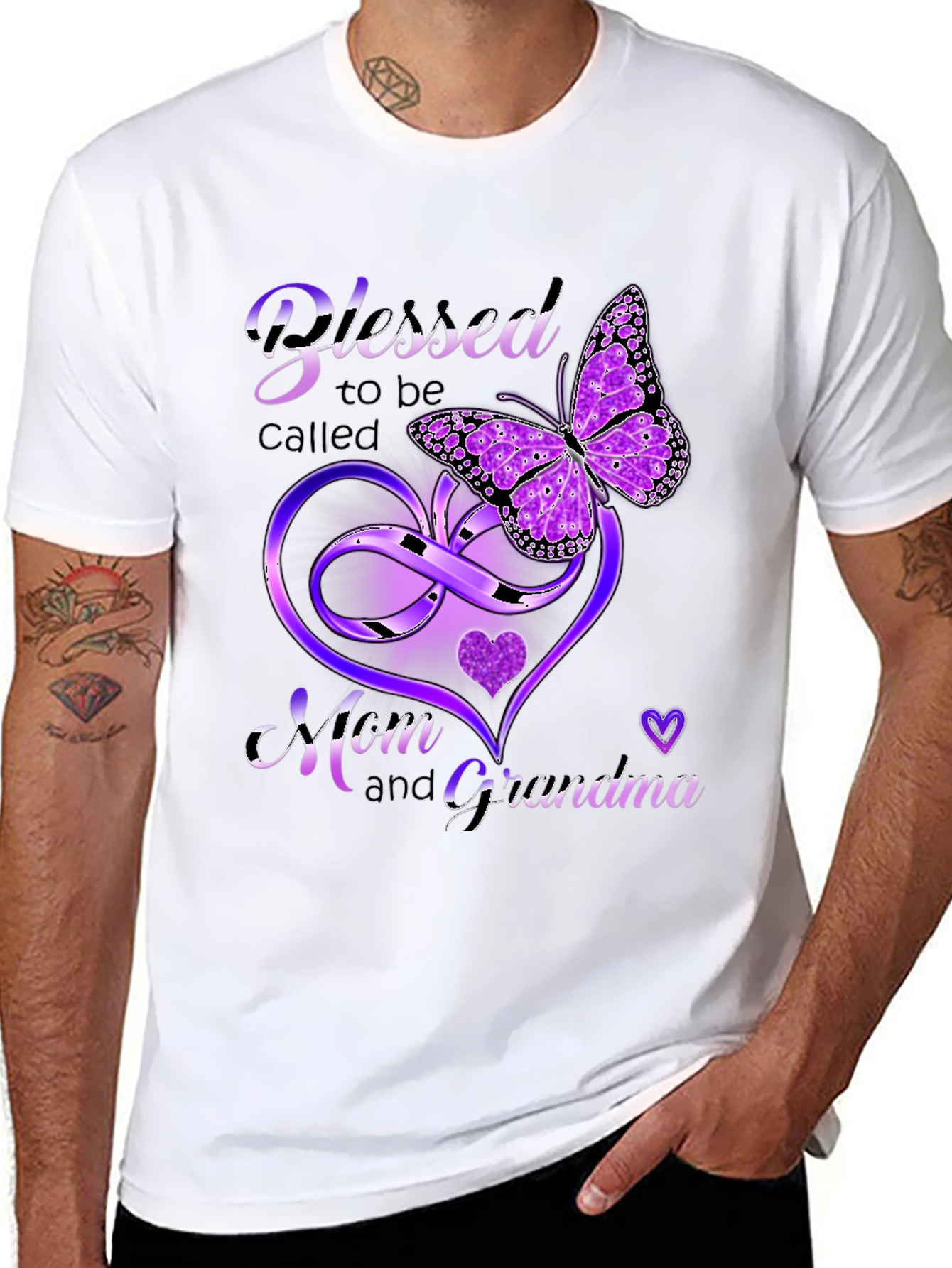 Blessed Mom & Grandma Butterfly Heart T-Shirt