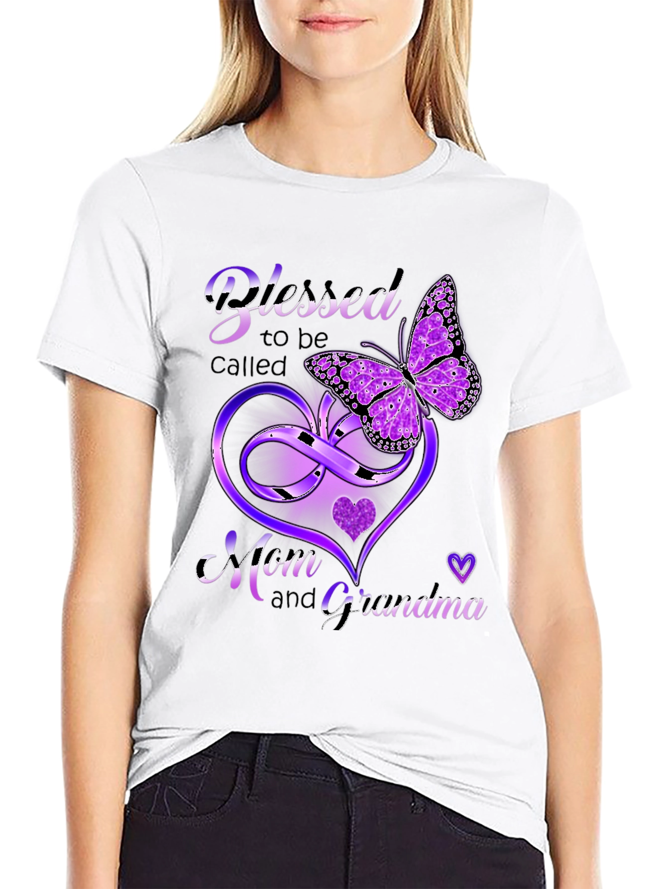 Blessed Mom & Grandma Butterfly Heart T-Shirt