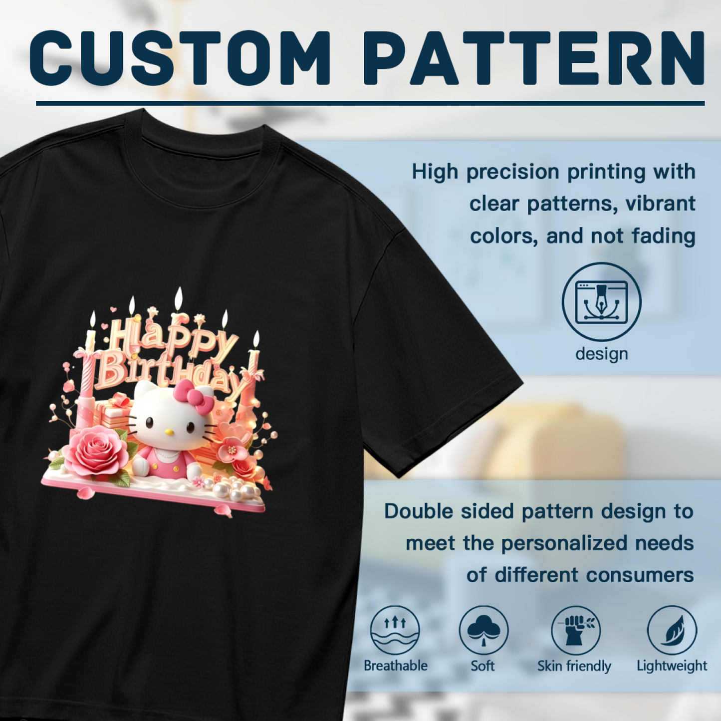 Happy Birthday Hello Kitty Festive Plus?Size Black T?Shirt