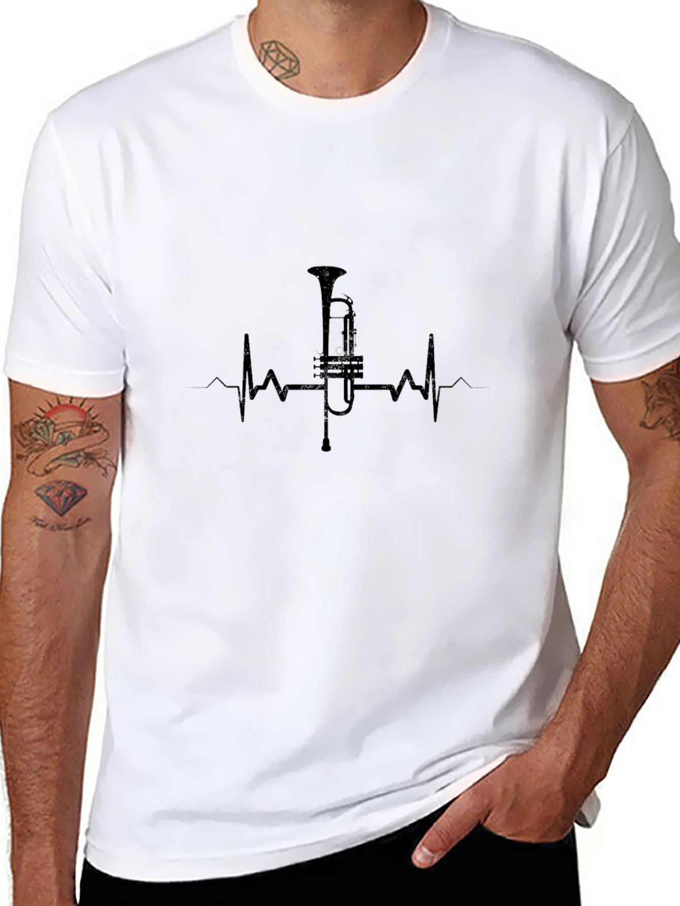 Trumpet Heartbeat T-Shirt - Music Lover Tee