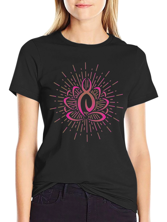Yoga Lotus Graphic Tee - Black Cotton Blend