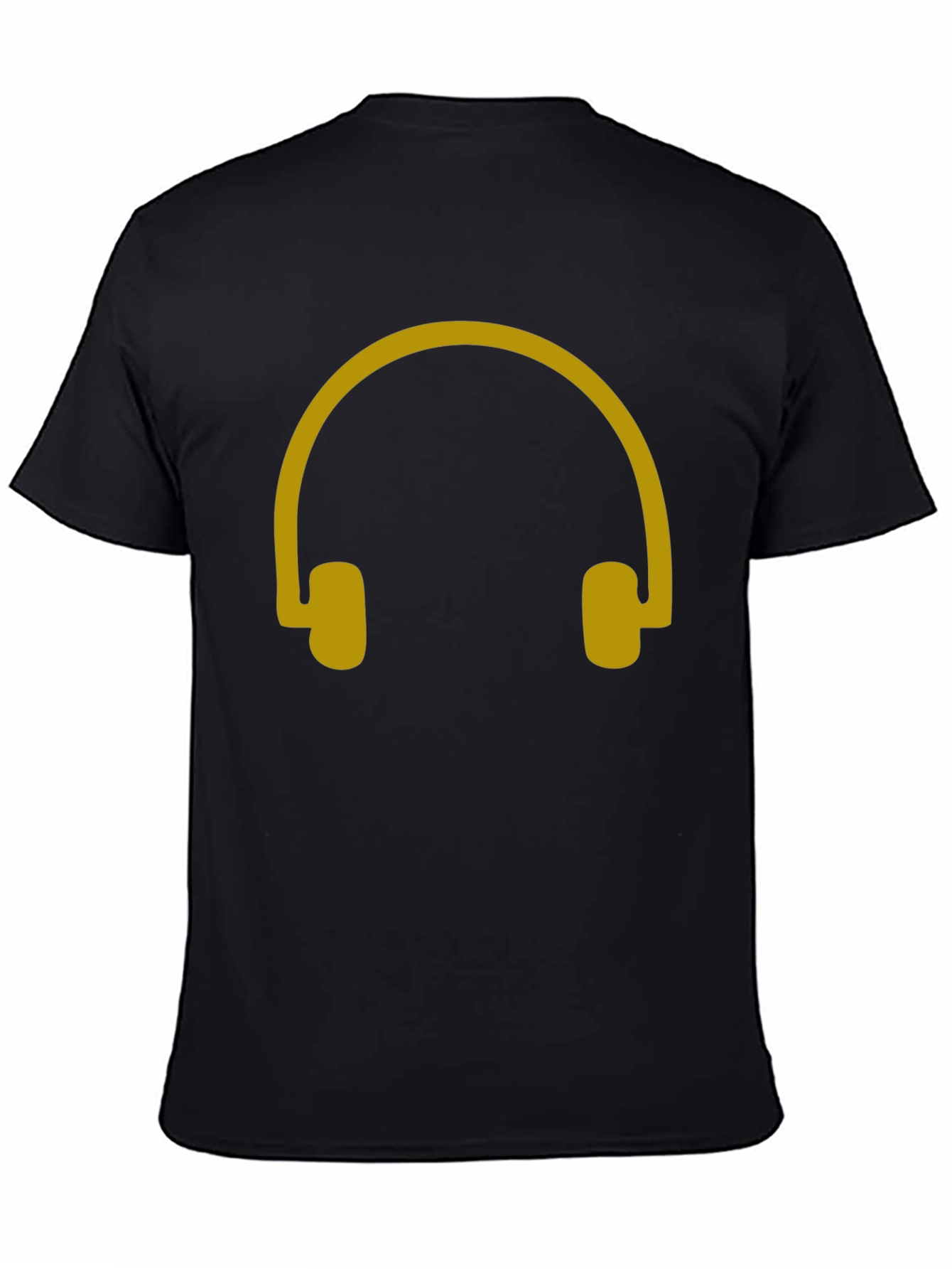 Headphone Graphic Tee - Black Casual Cotton T-Shirt