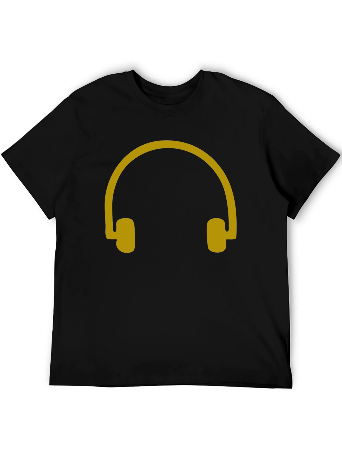 Headphone Graphic Tee - Black Casual Cotton T-Shirt