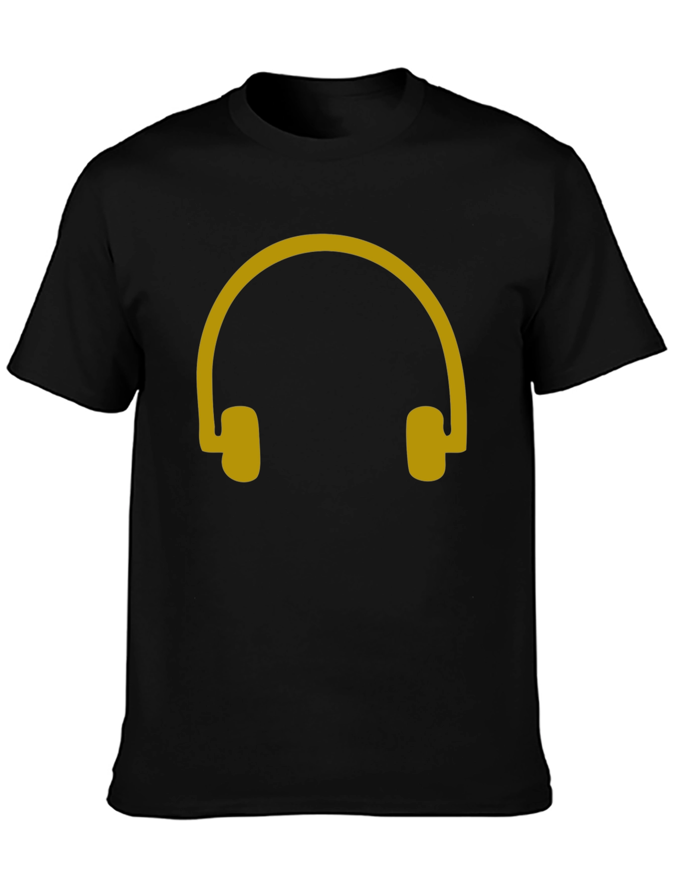 Headphone Graphic Tee - Black Casual Cotton T-Shirt