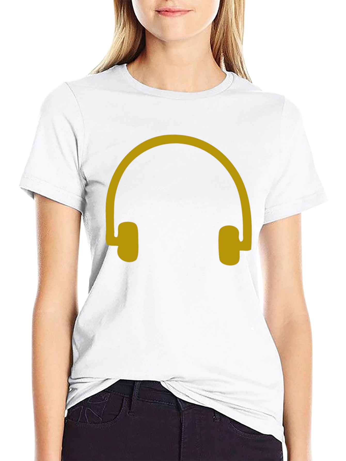 Headphone Graphic Tee - Black Casual Cotton T-Shirt