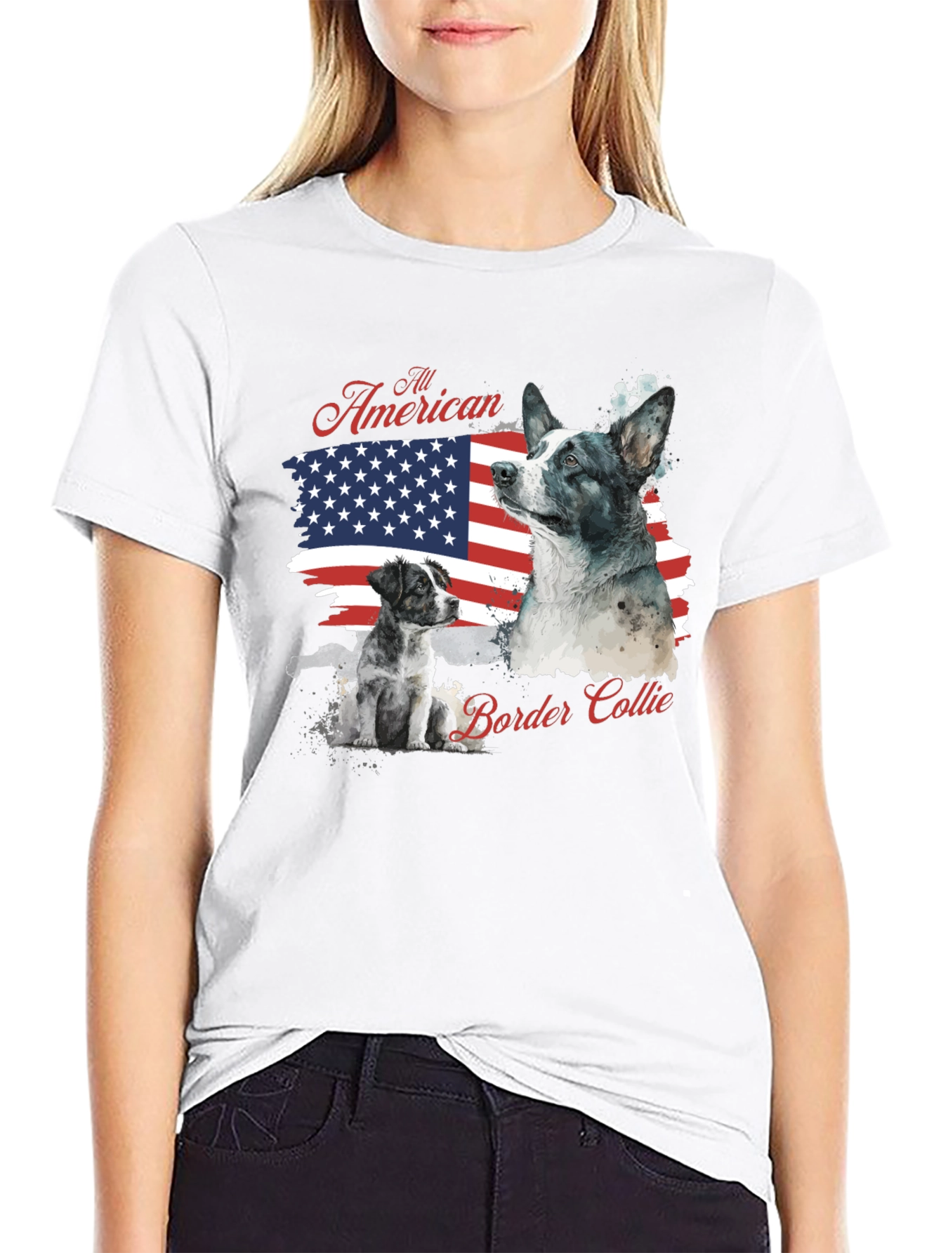 All American Border Collie Graphic T-Shirt