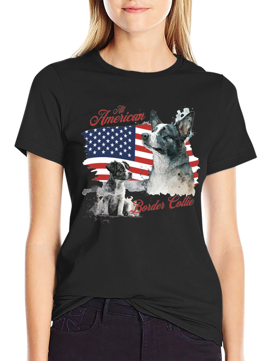 All American Border Collie Graphic T-Shirt