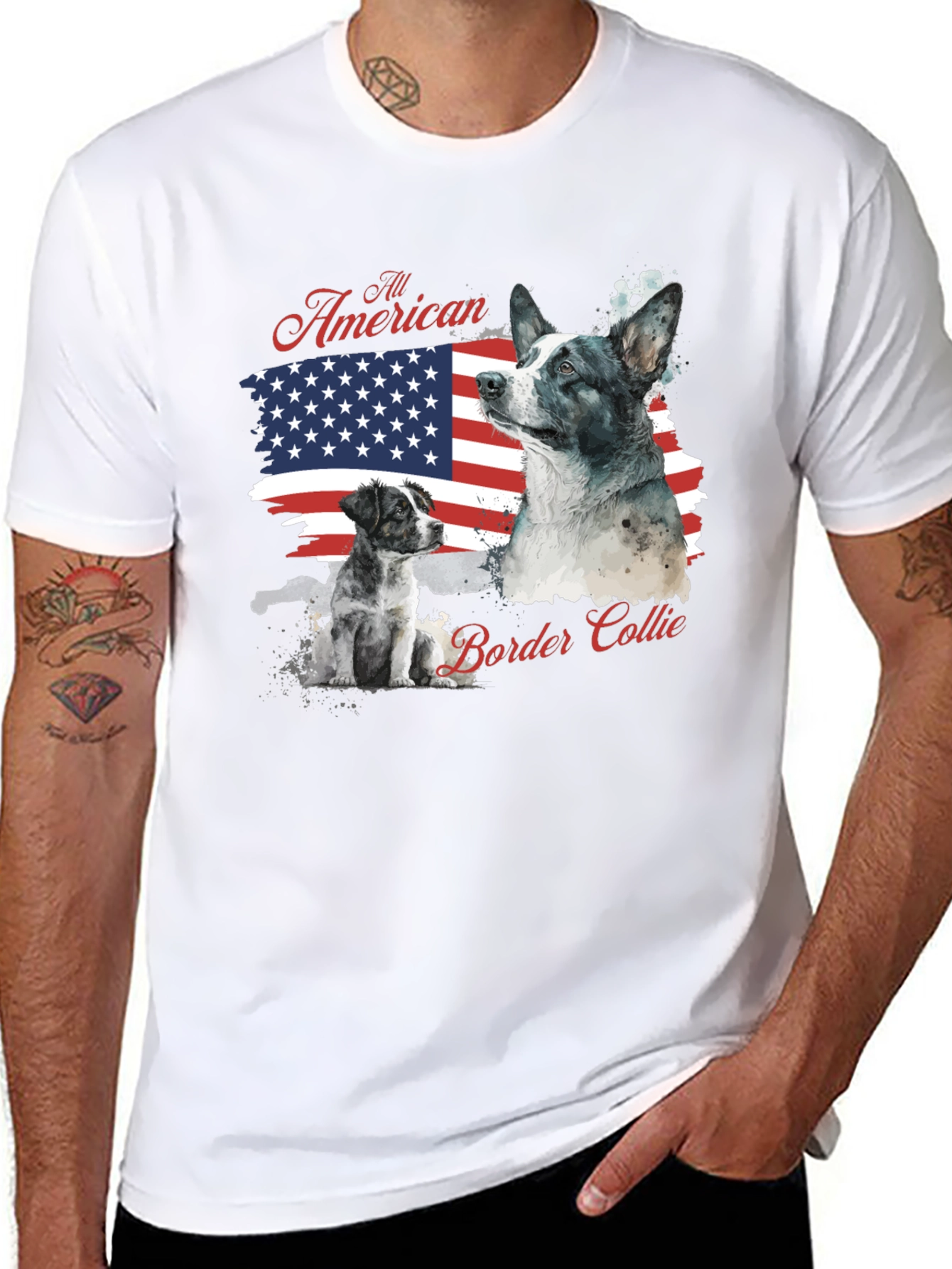 All American Border Collie Graphic T-Shirt