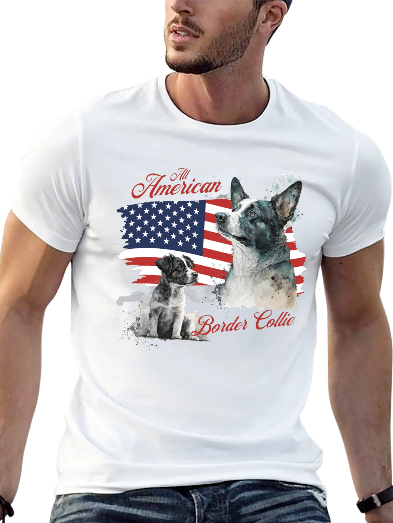 All American Border Collie Graphic T-Shirt