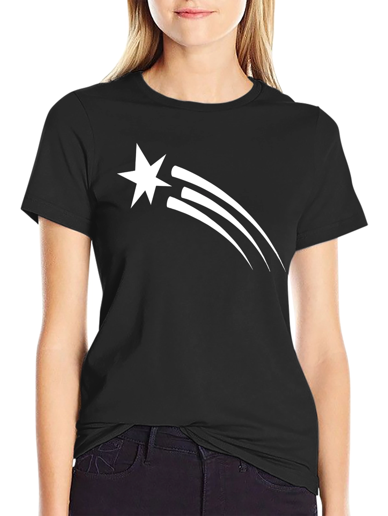 Star Trail Graphic Tee - Black Cotton T-Shirt