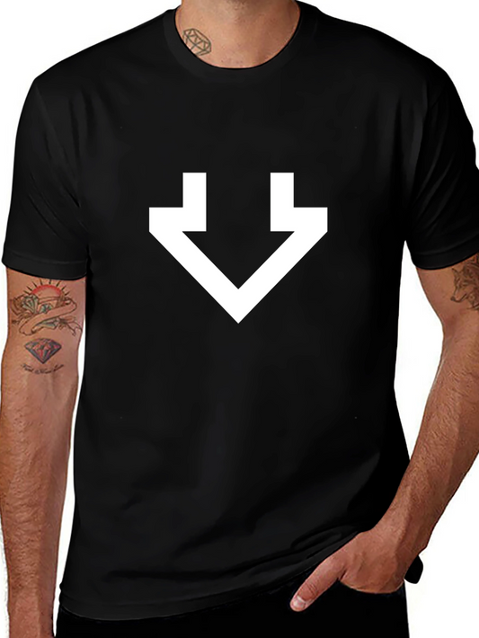 Minimalist White Arrow Graphic Black T-Shirt