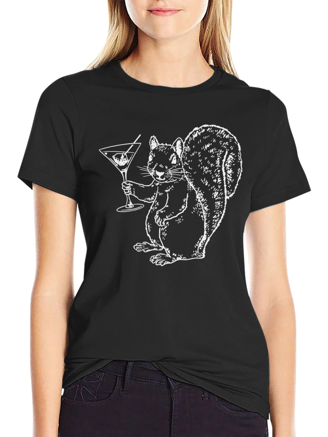 Squirrel Cocktail T-Shirt - Black