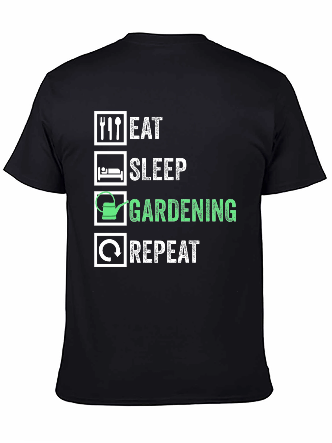 Eat Sleep Gardening Repeat Graphic Tee - Black