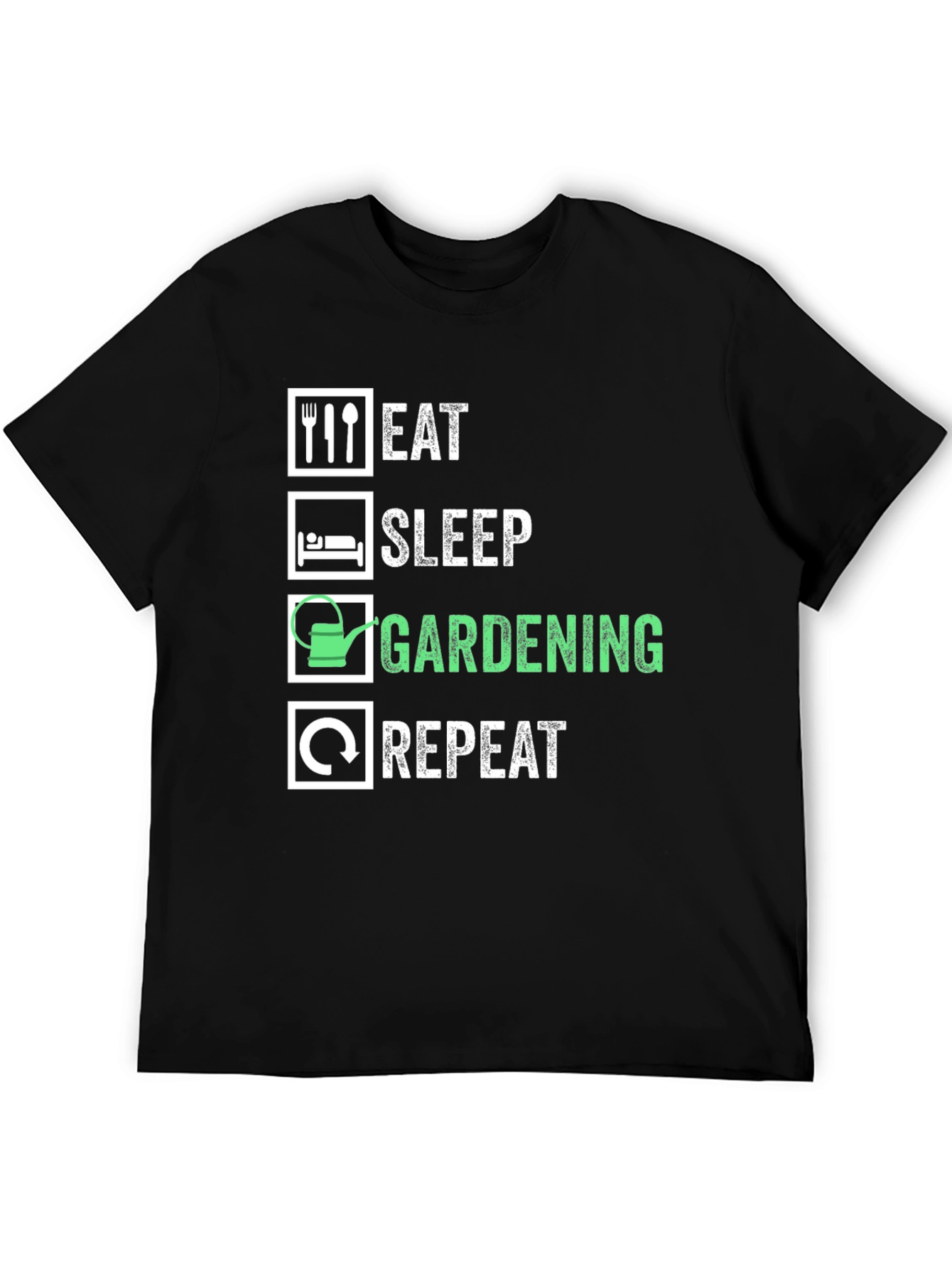Eat Sleep Gardening Repeat Graphic Tee - Black