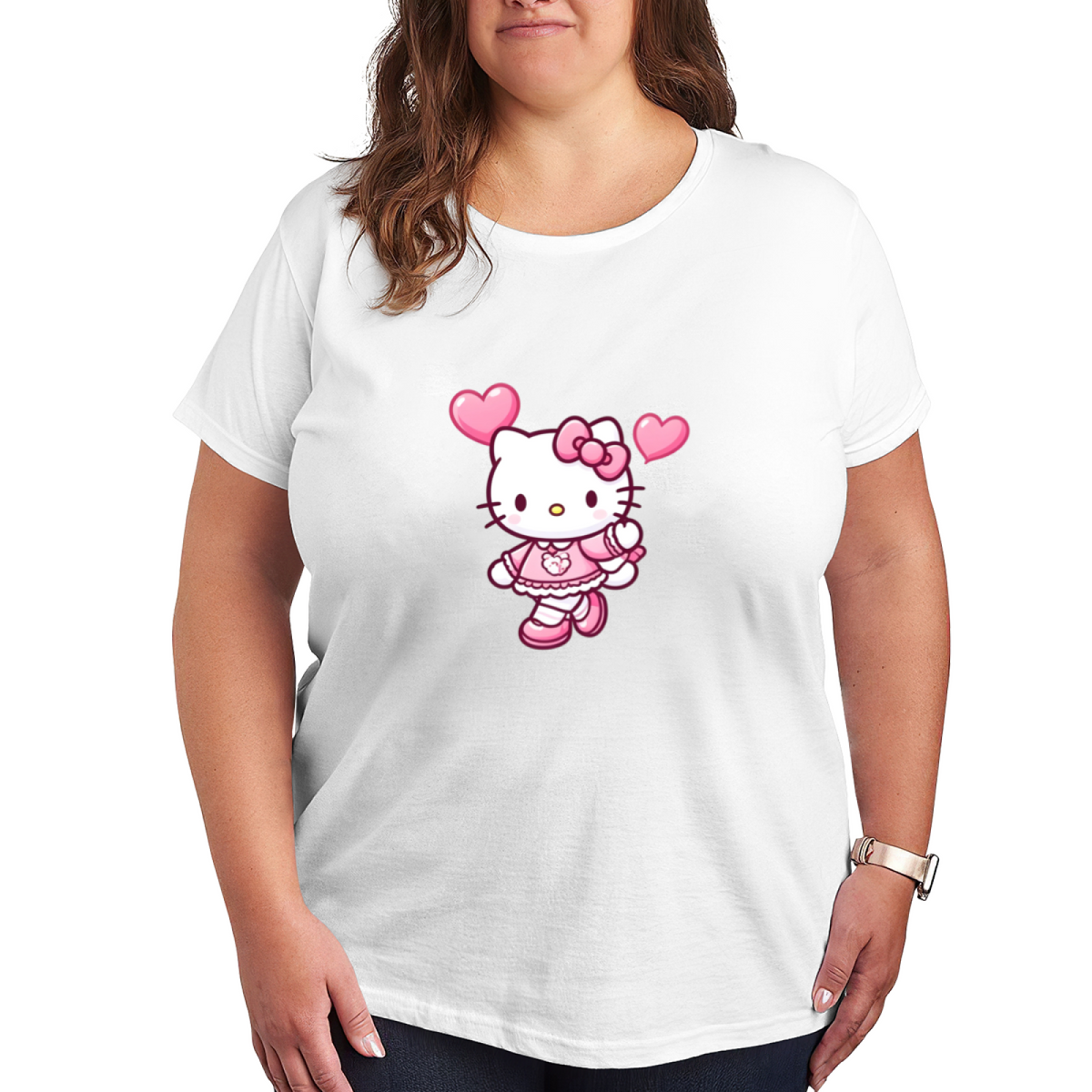 Sweet Heart?Decor Hello Kitty Lovely Plus Size Ladies Casual Tee