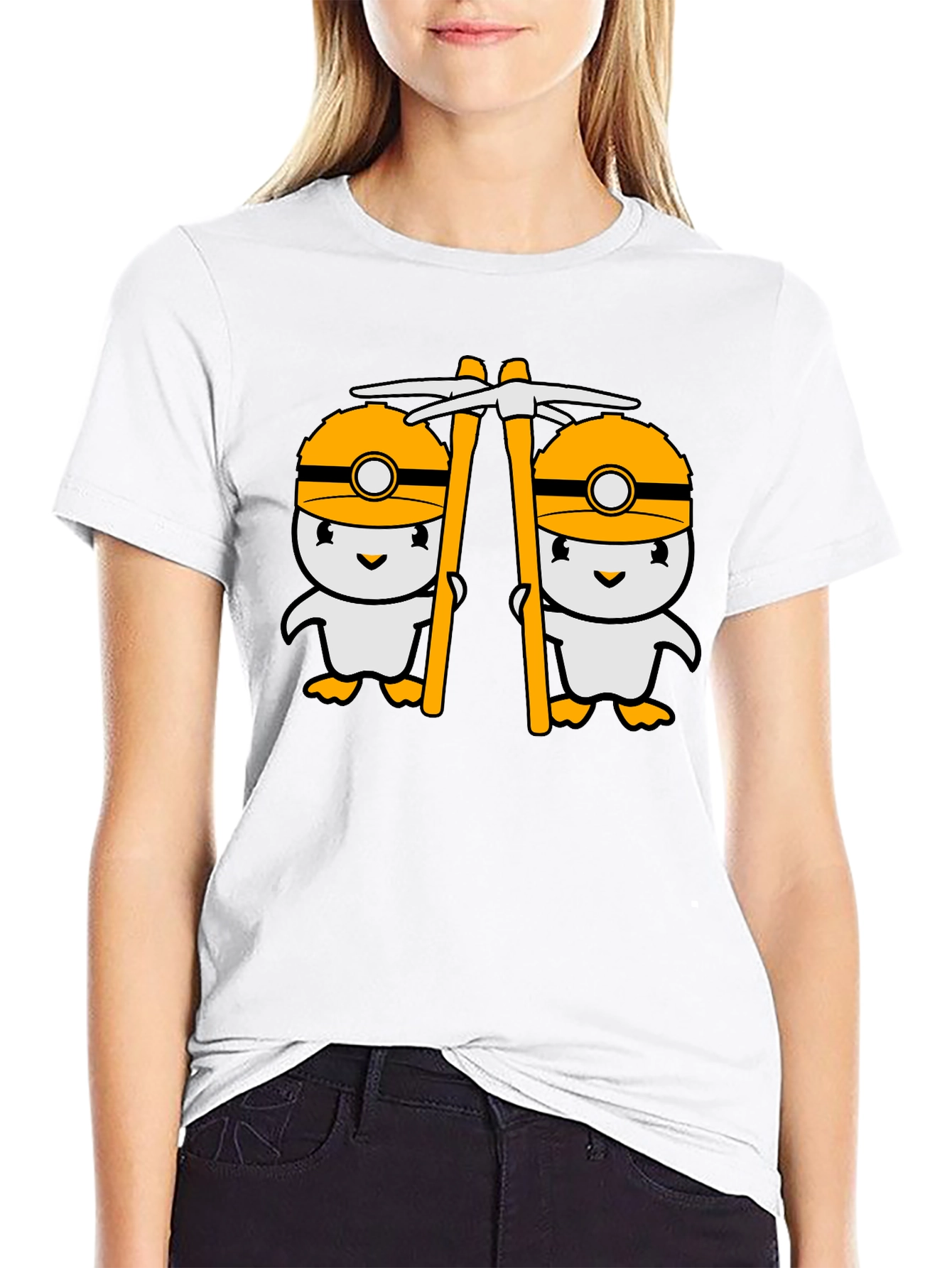Cute Miner Duck T-Shirt - Black Cotton Tee
