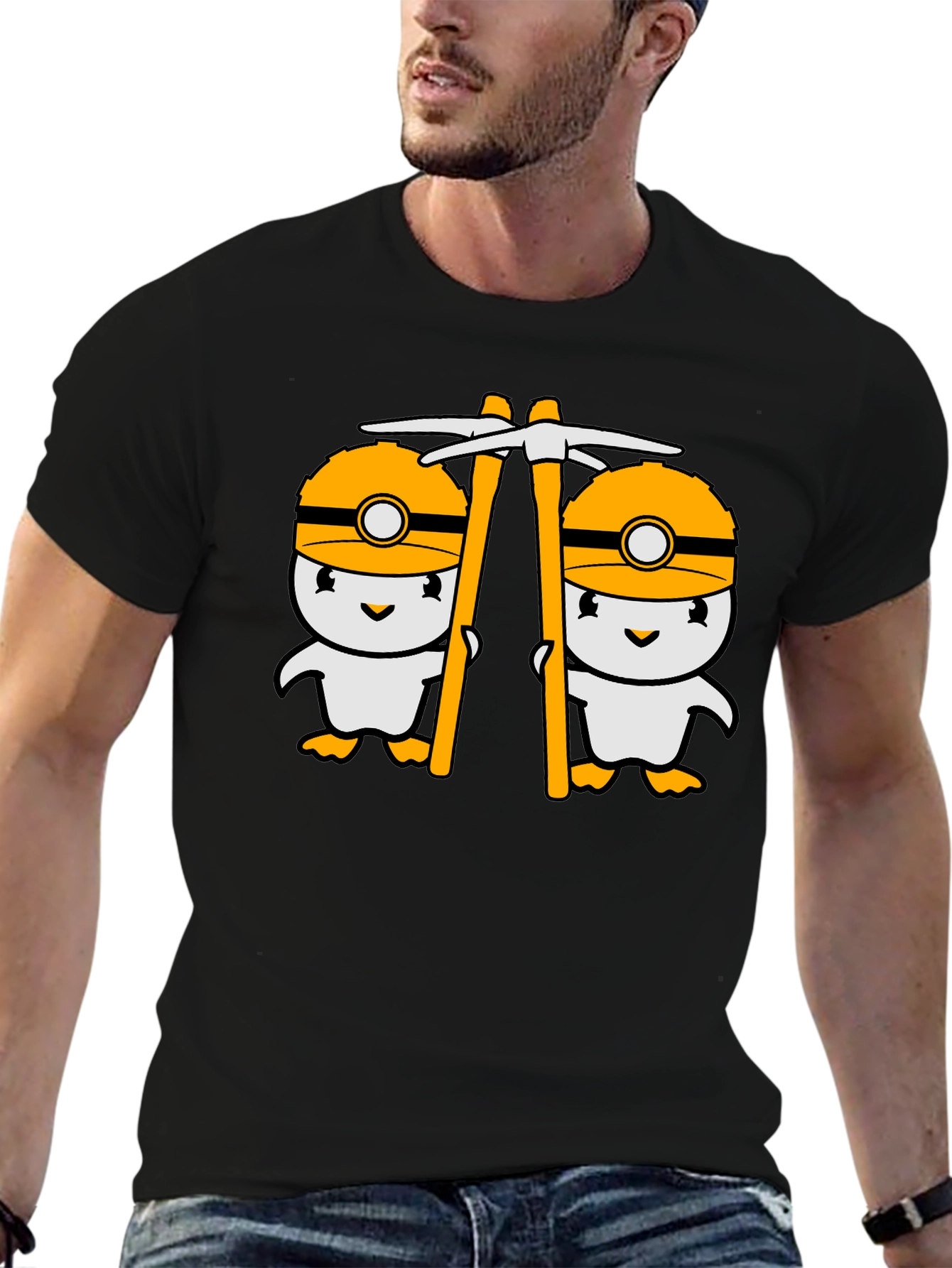 Cute Miner Duck T-Shirt - Black Cotton Tee