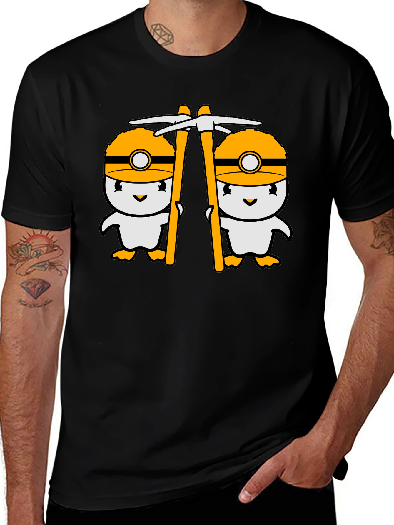 Cute Miner Duck T-Shirt - Black Cotton Tee